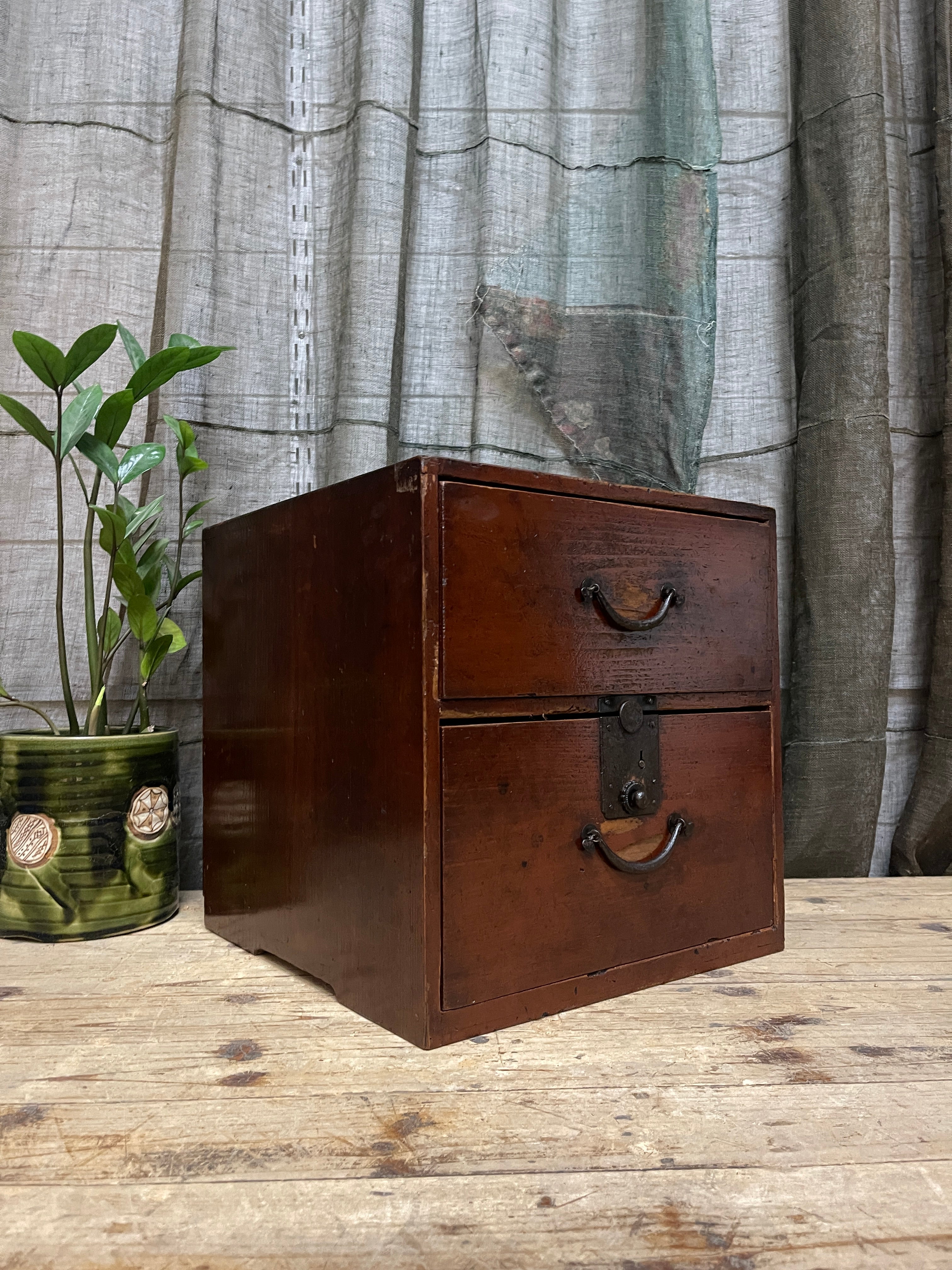 Japanese Lacquered Two-Drawer Chest - Cypress | Meiji