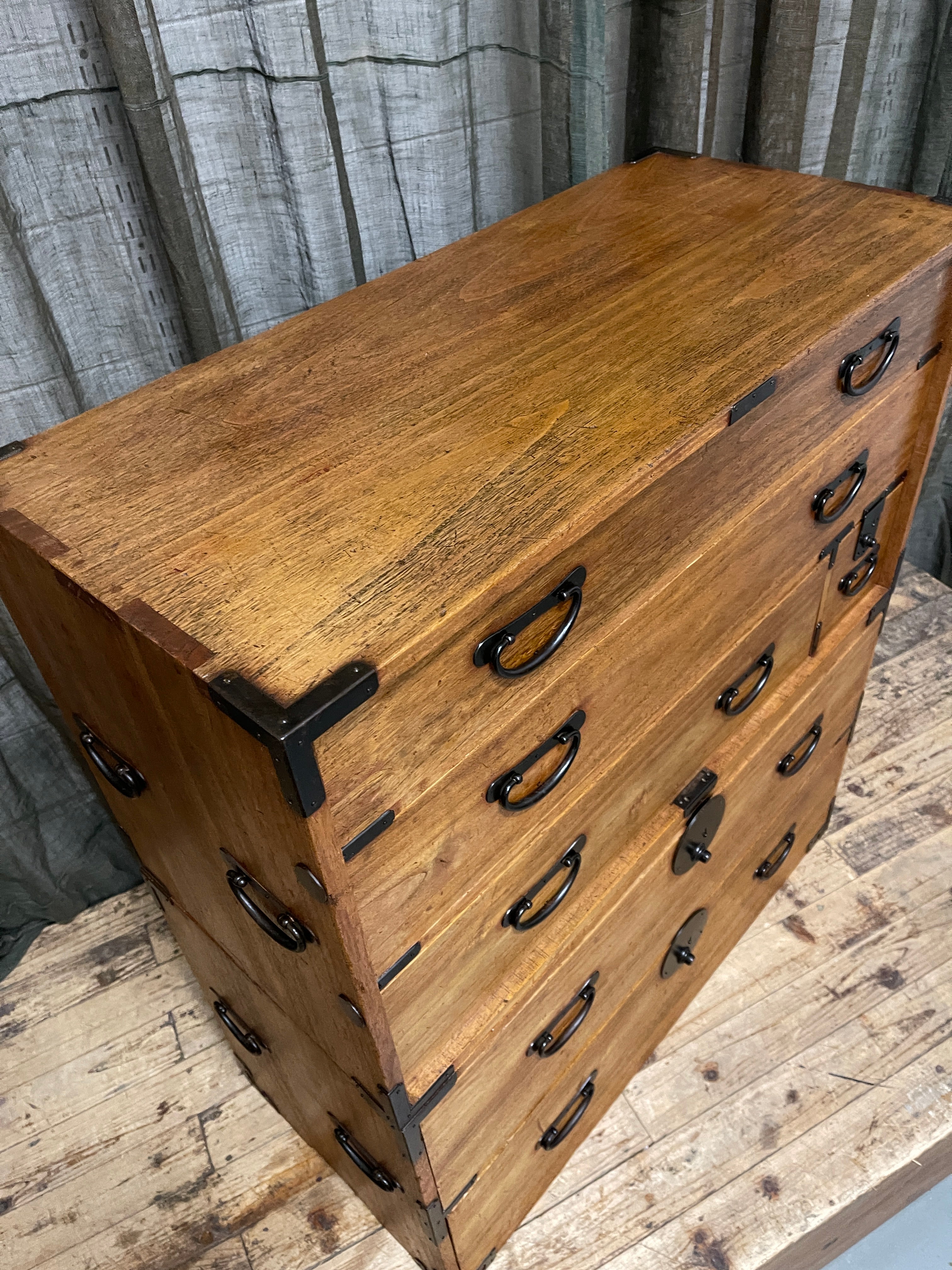 Japanese Kimono Storage Chest-on-Chest, Isho Dansu - Paulownia | Meiji