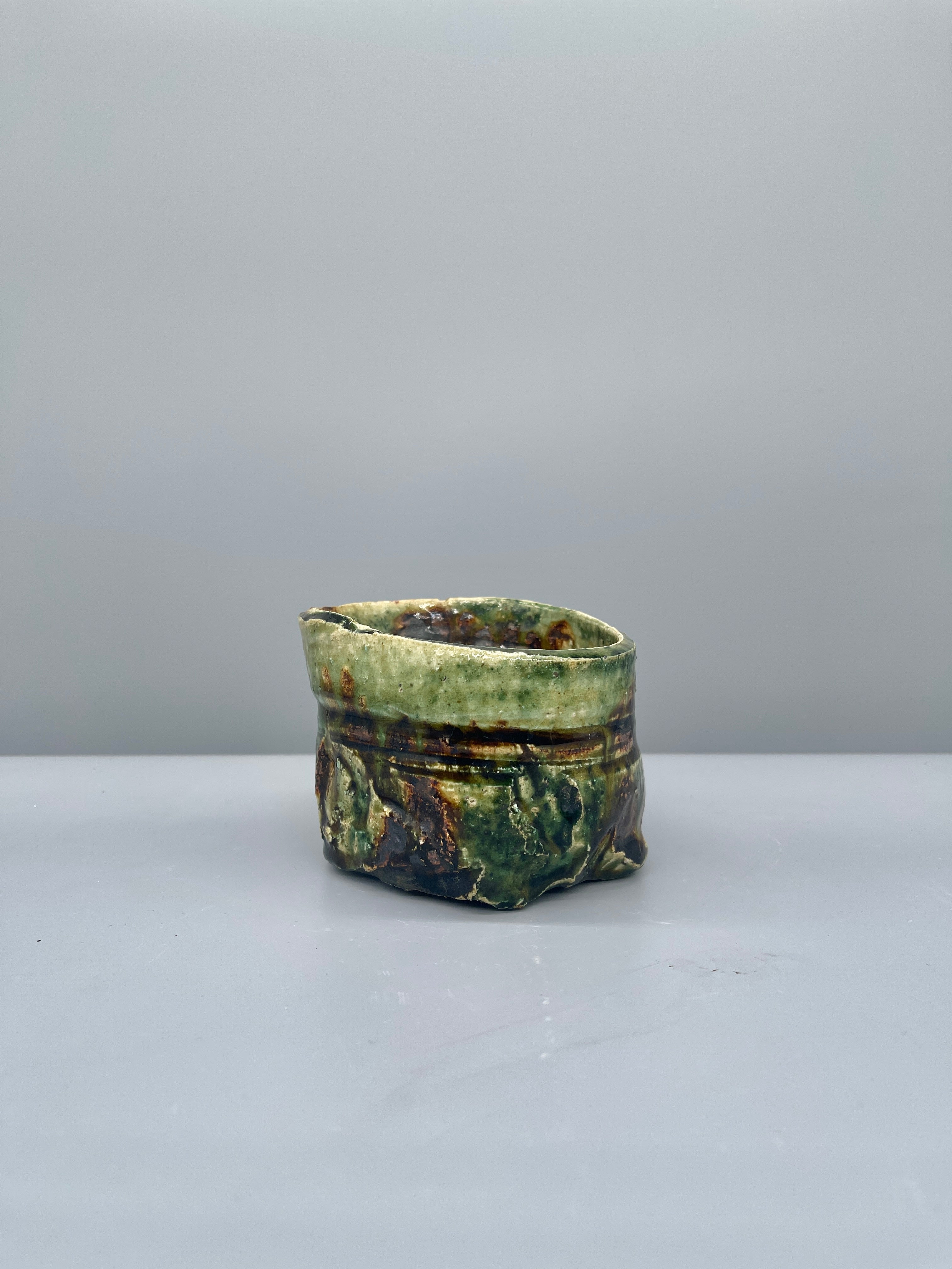 Vintage Japanese Chawan, Tea Bowl - Oribe Glaze