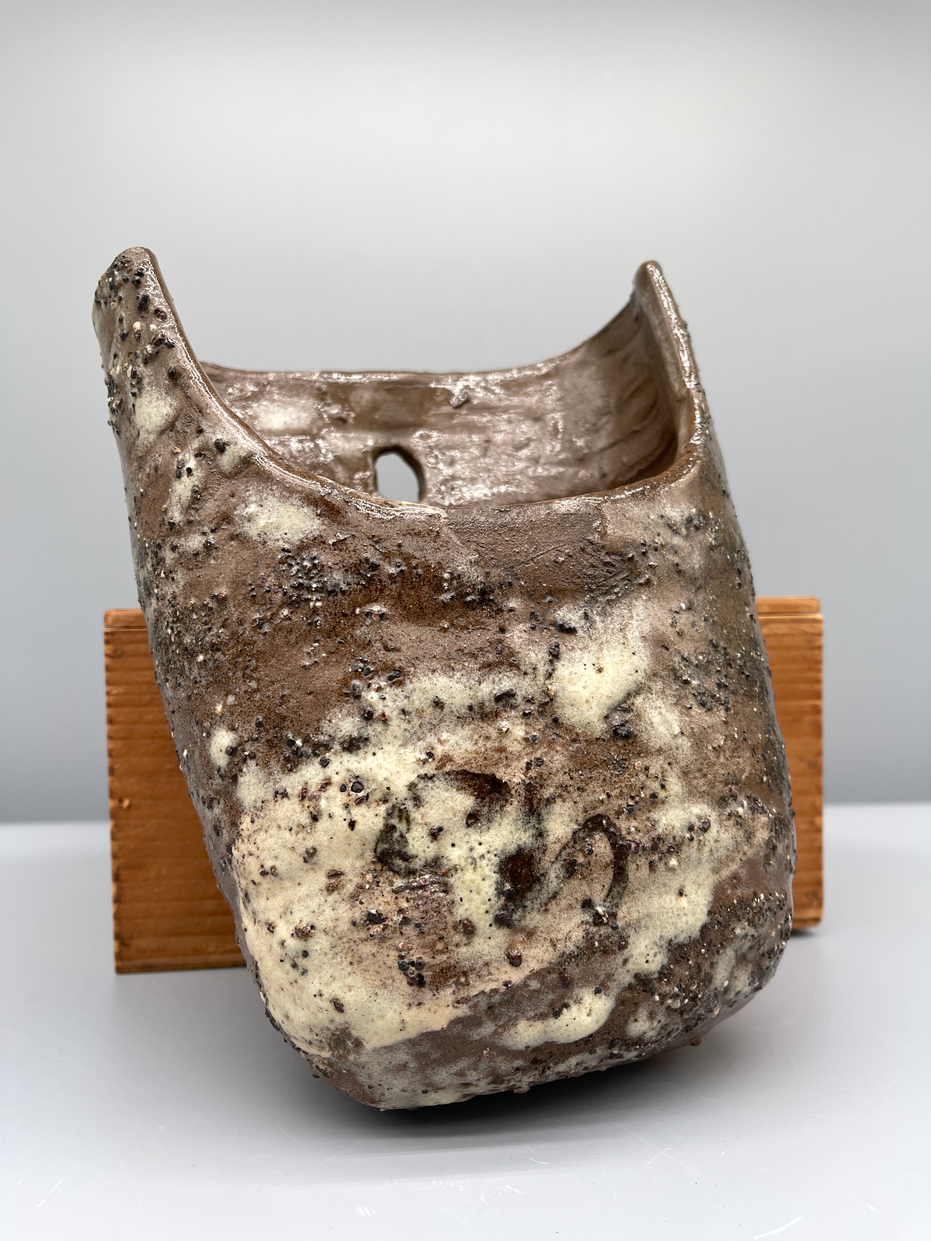 Vintage Japanese Pottery Wall Hanging Vase