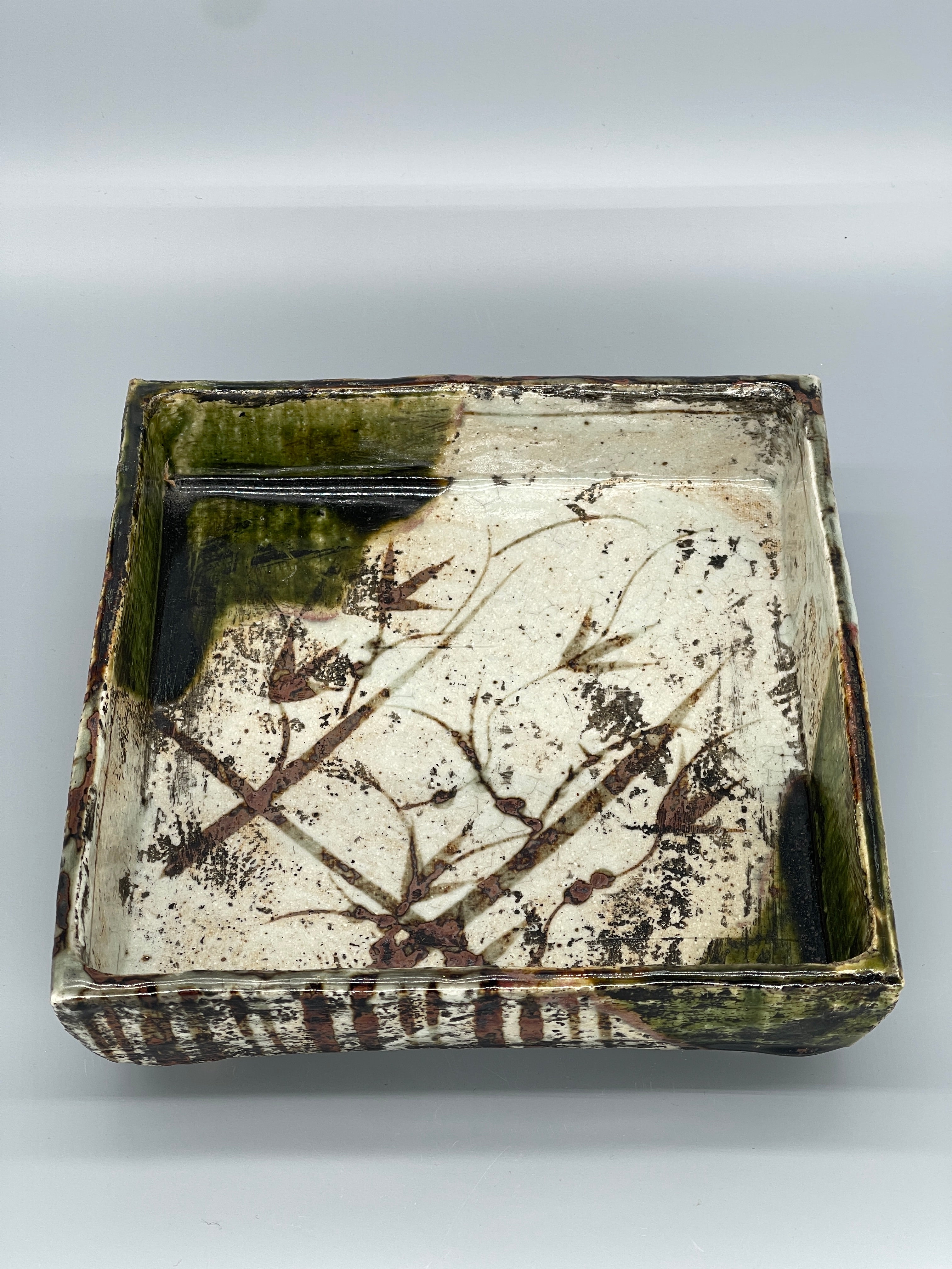 Vintage Japanese Oribe Style Serving Plate