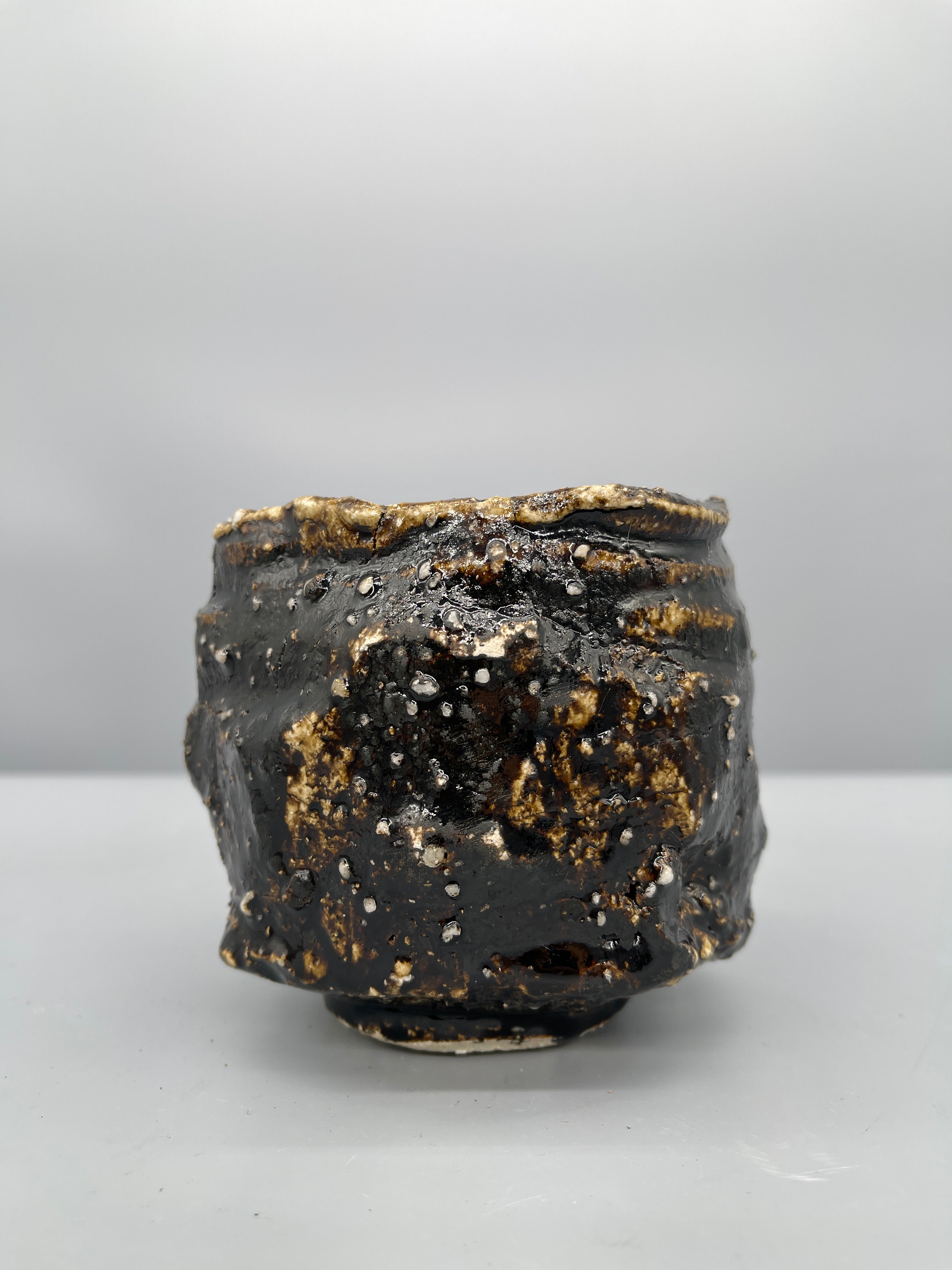 Vintage Japanese Chawan, Tea Bowl - Seto-Guro Glaze