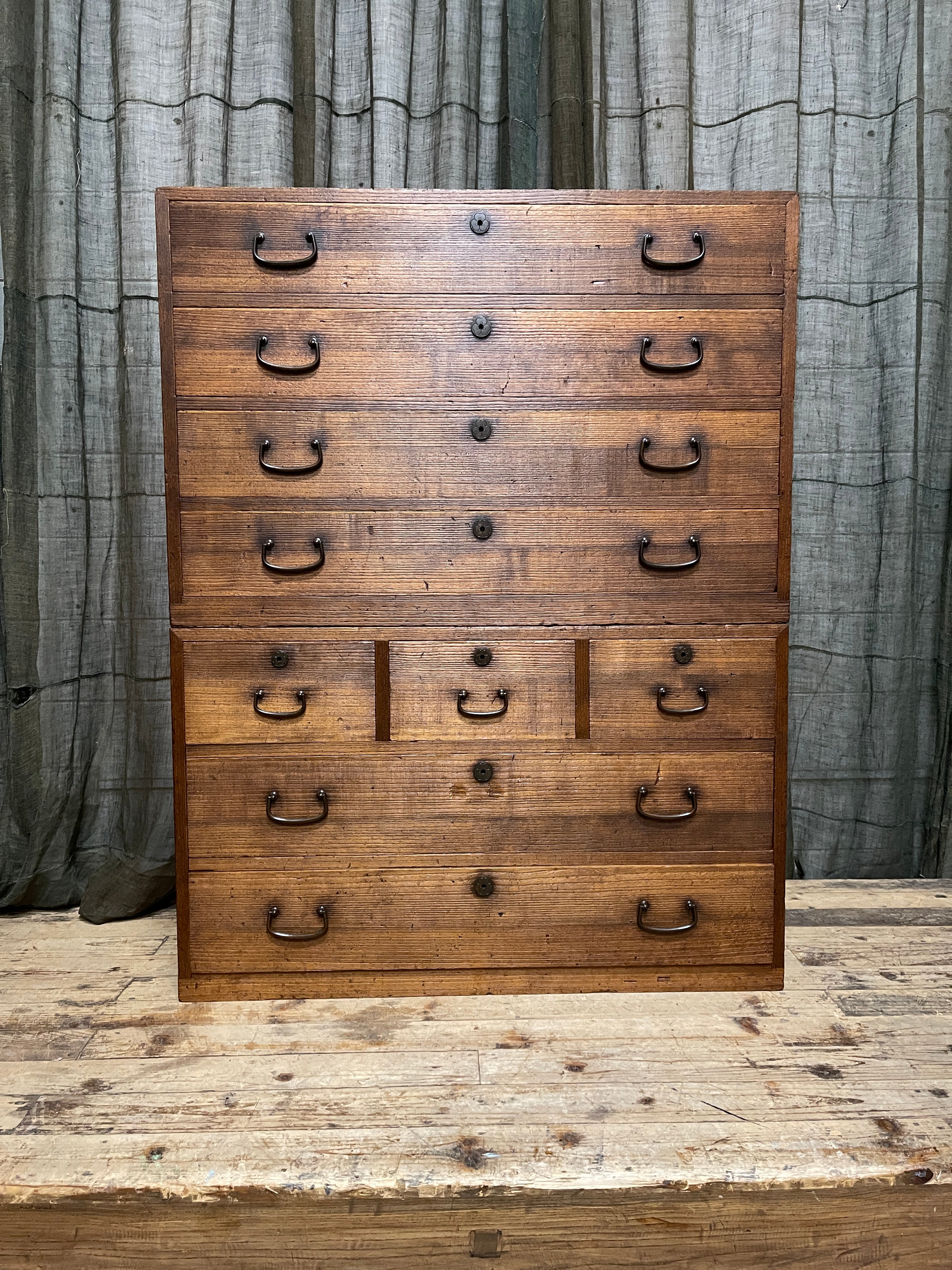Japanese Kimono Storage Chest-on-Chest, Isho Dansu - Paulownia | Taisho