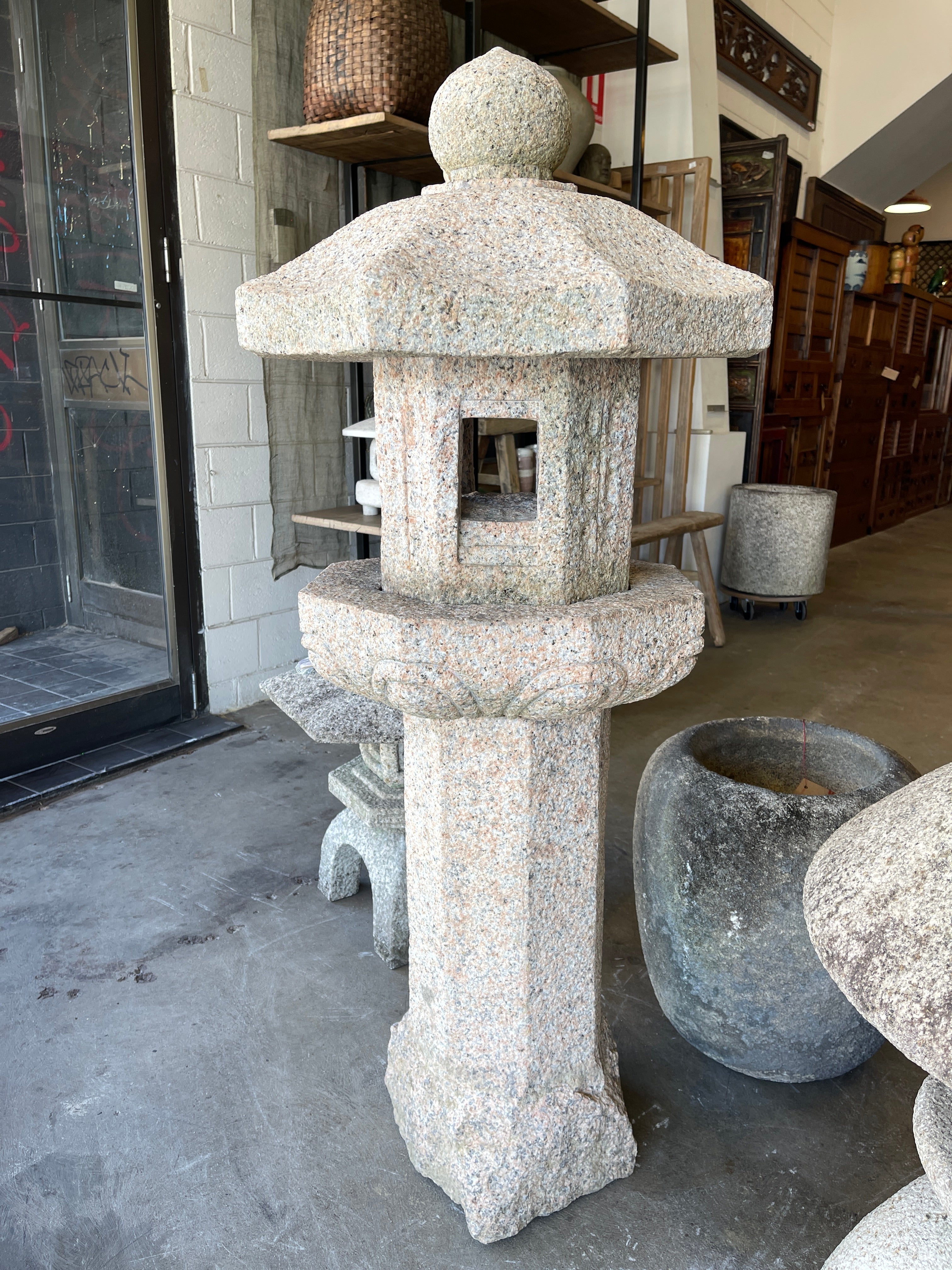 Japanese Rokkaku Doro Stone Garden Lantern - Granite