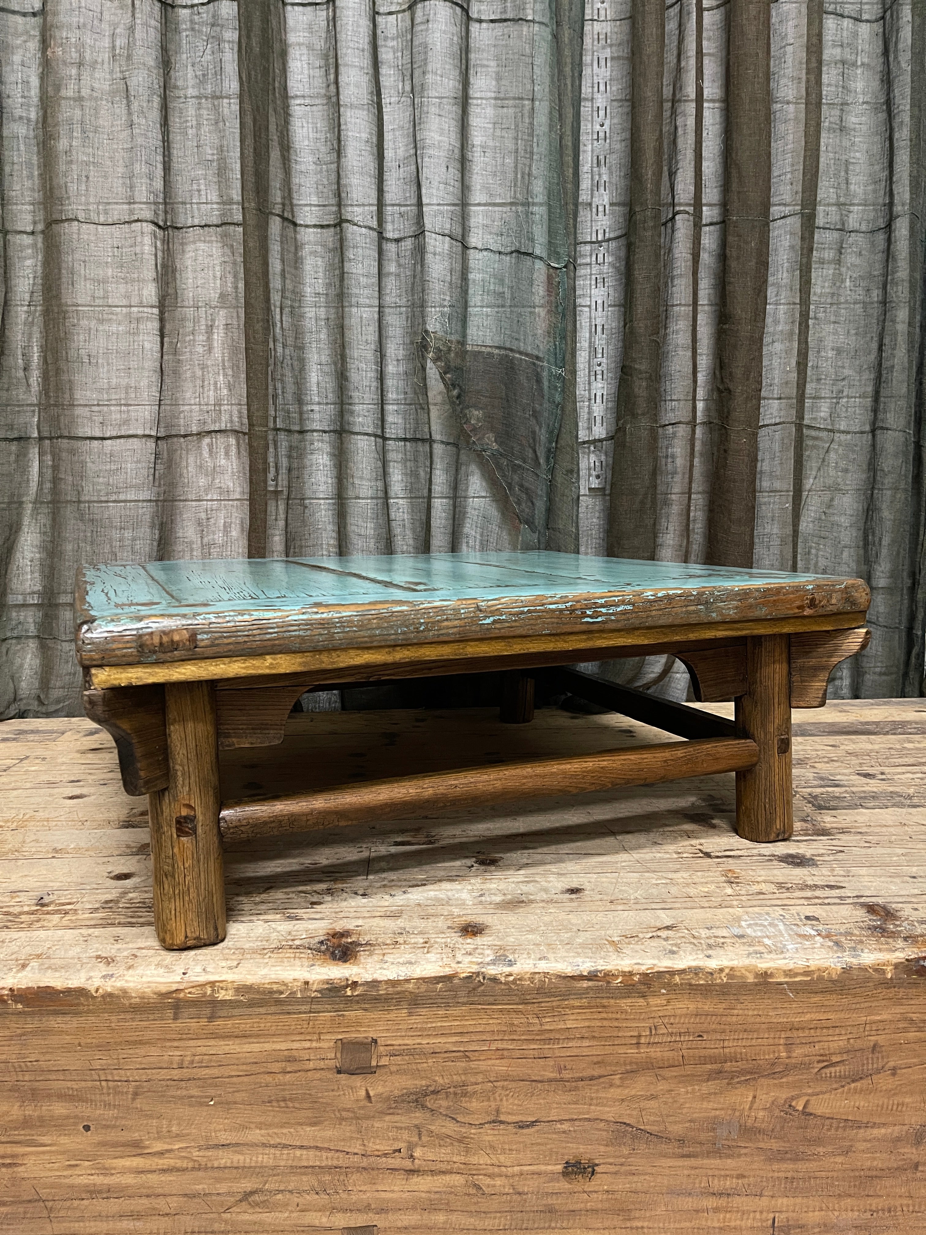 Antique Chinese Square Low Table From Shanxi Province| Elm