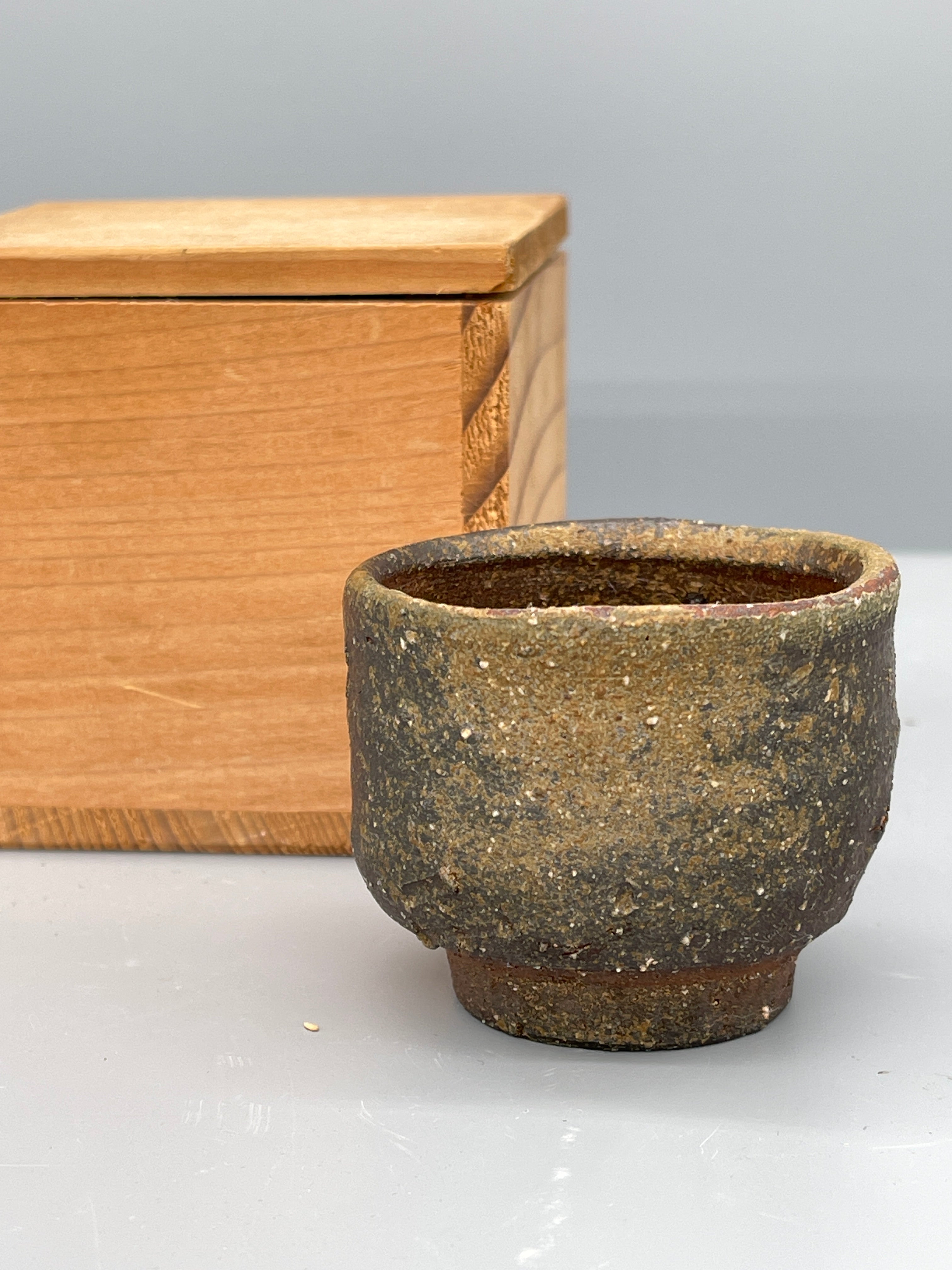 Japanese Stoneware Guinomi Sake Cup - Bizen Ware