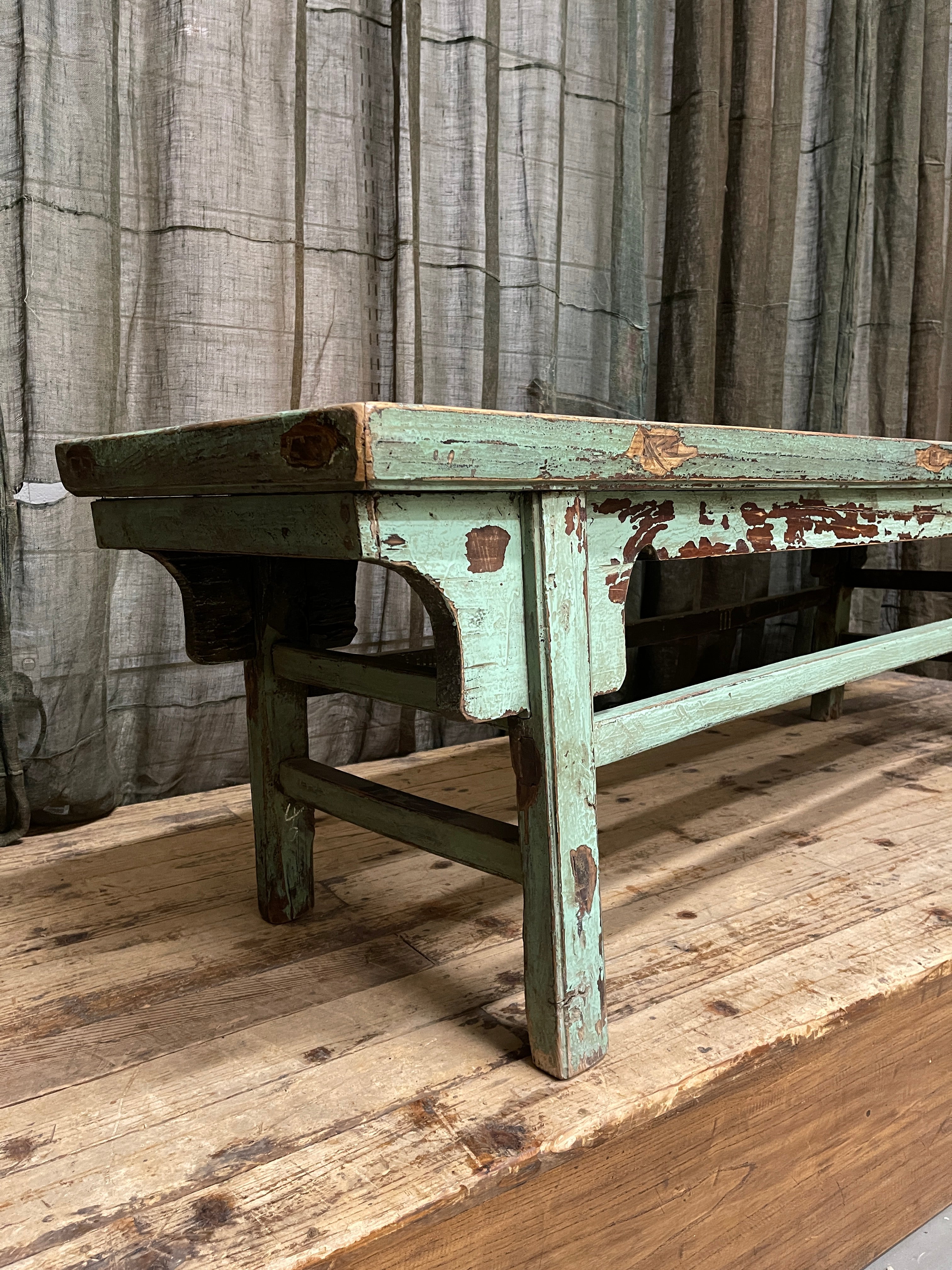 Antique Chinese Painted Bench, Elm