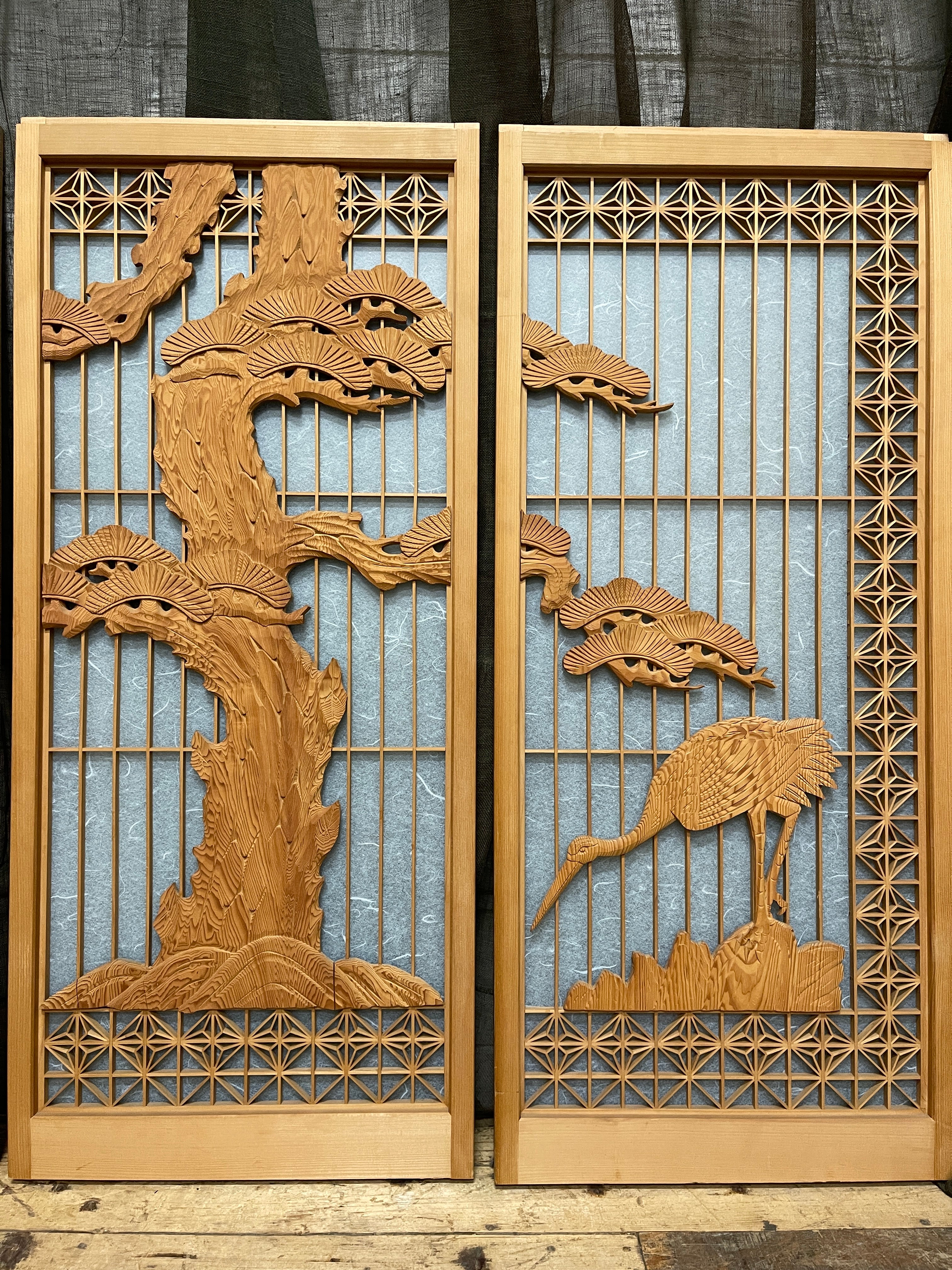 Set of 4 Vintage Japanese Sliding Doors