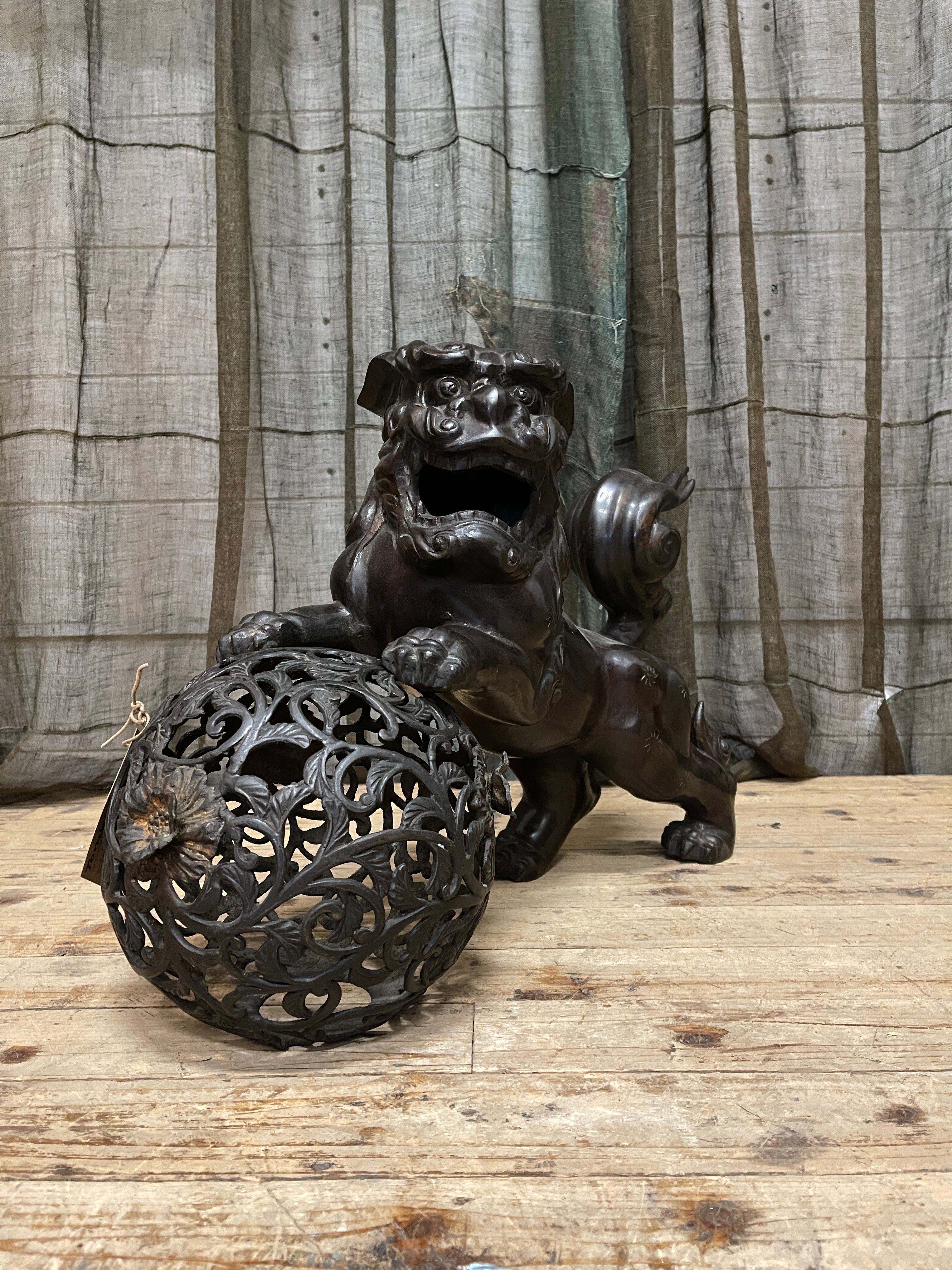 Vintage Japanese Shi Shi Statue - Bronze | Showa, Midcentury