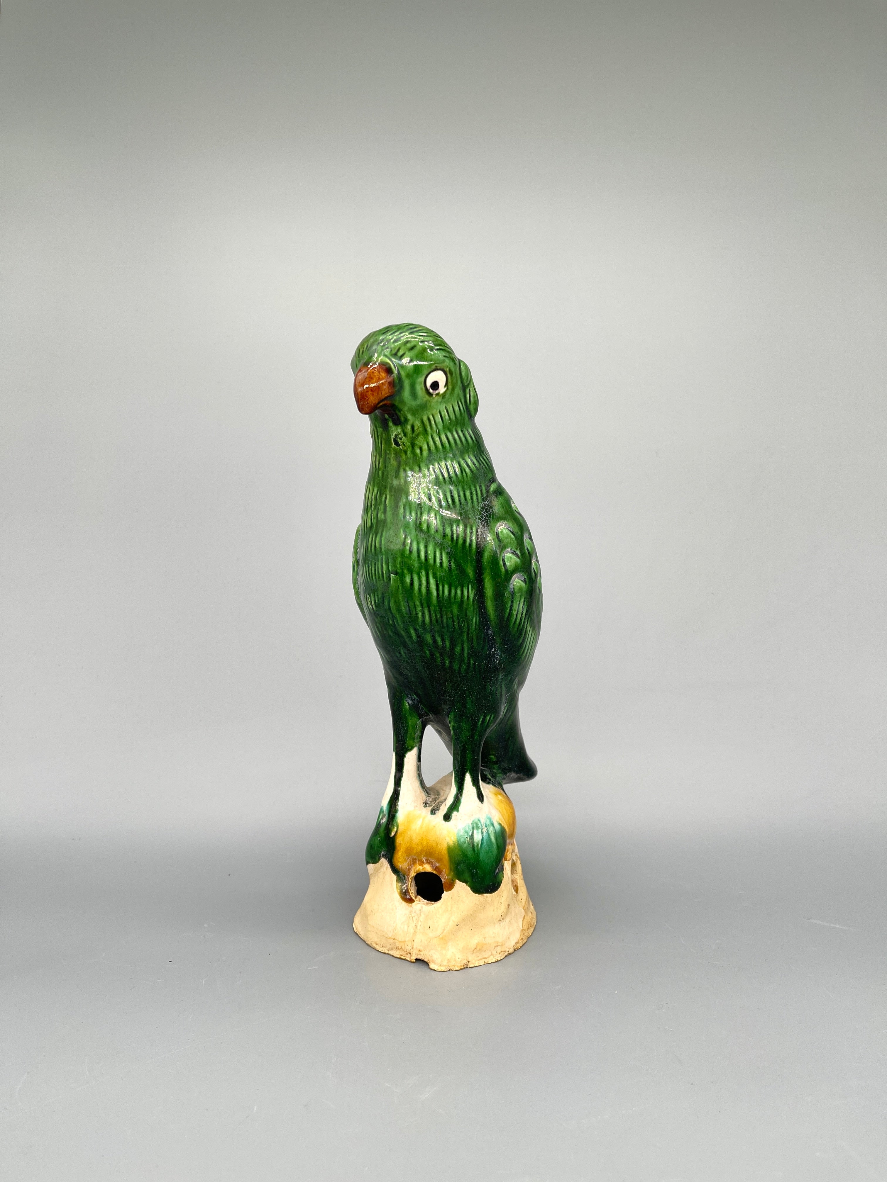 Chinese Green Ceramic Parrots