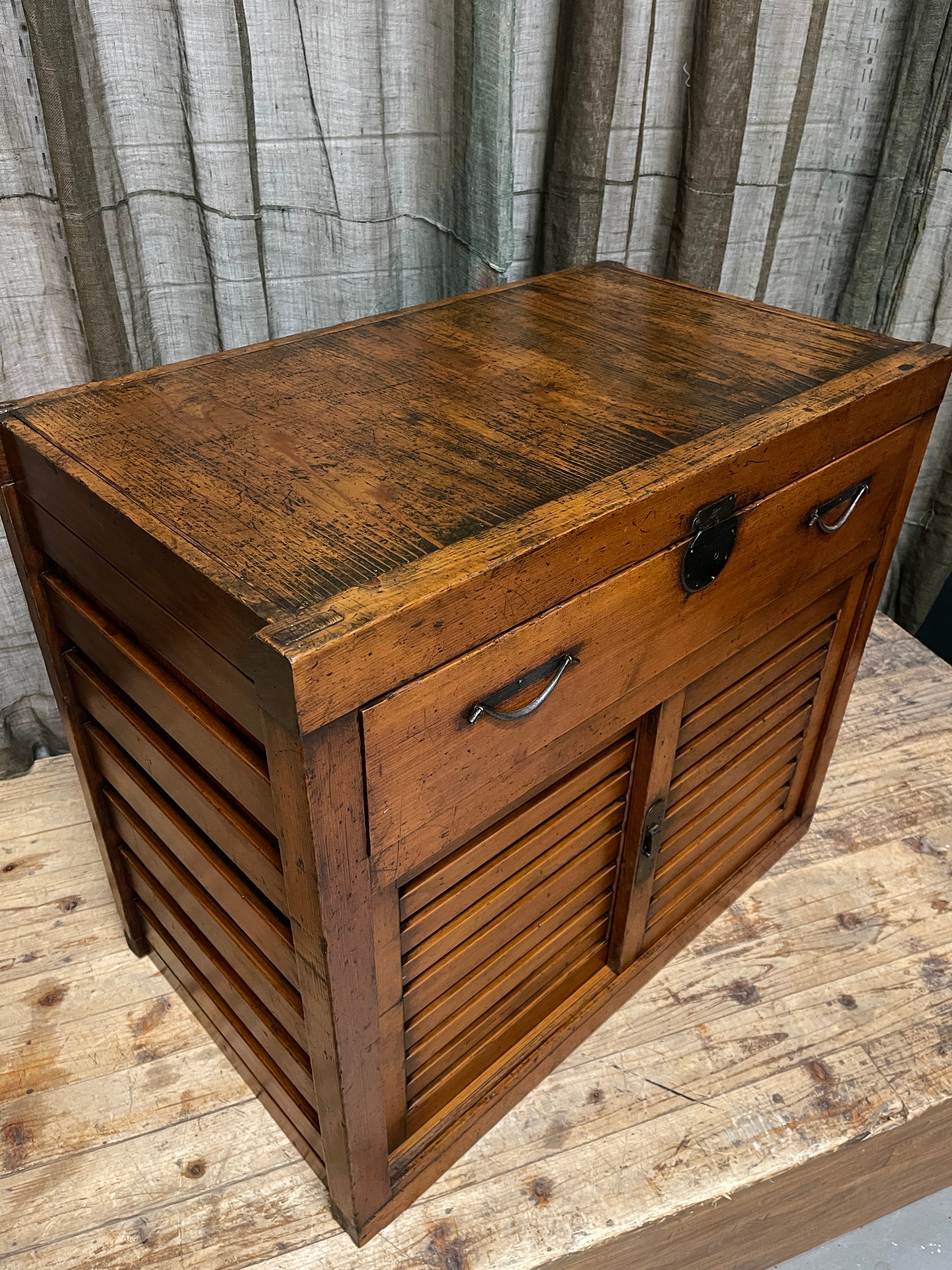 Japanese Folk Art Storage Cabinet - Cedar & Cypress | Meiji