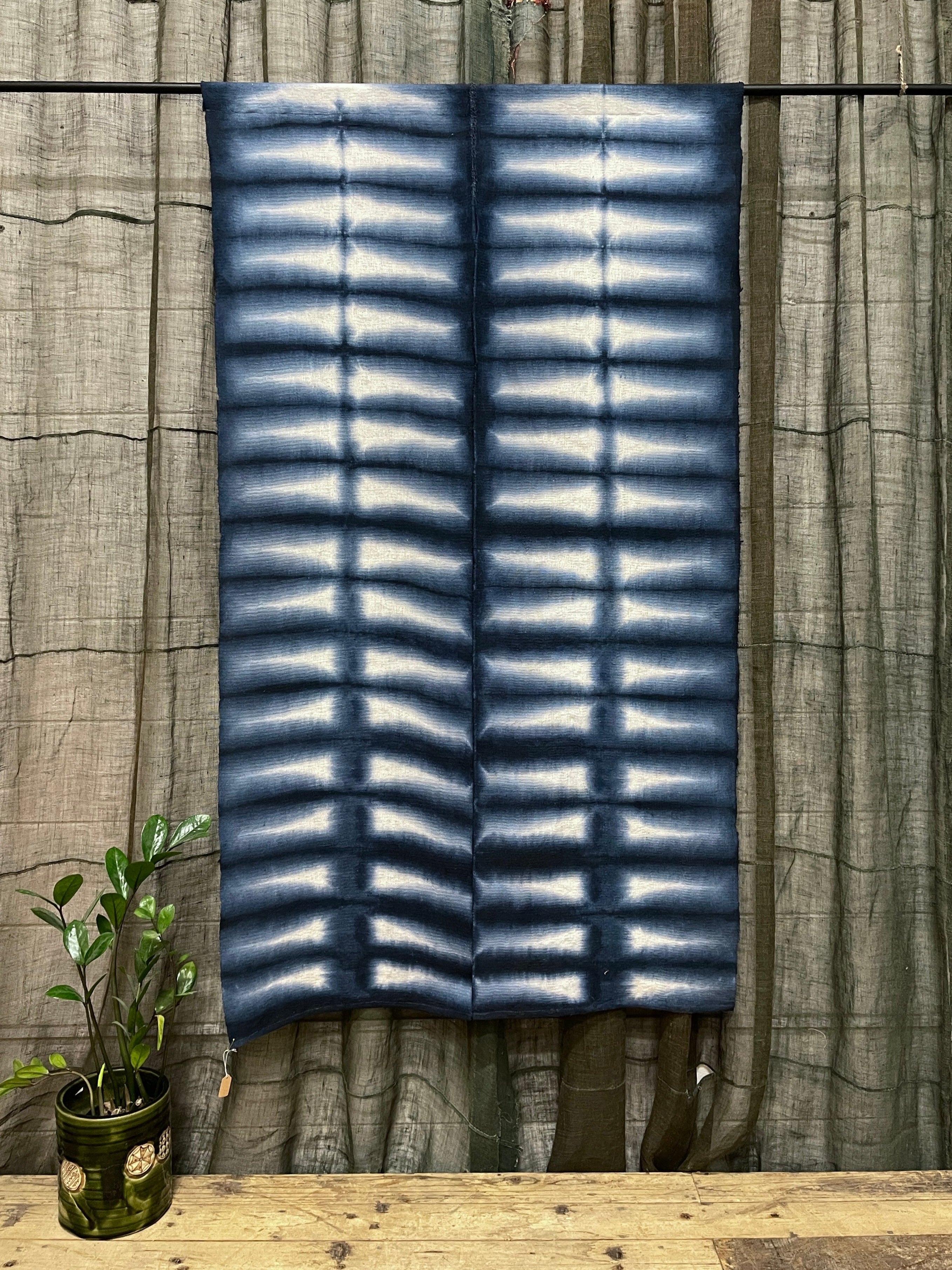 Vintage Hemp Japanese Noren, Panelled Curtain