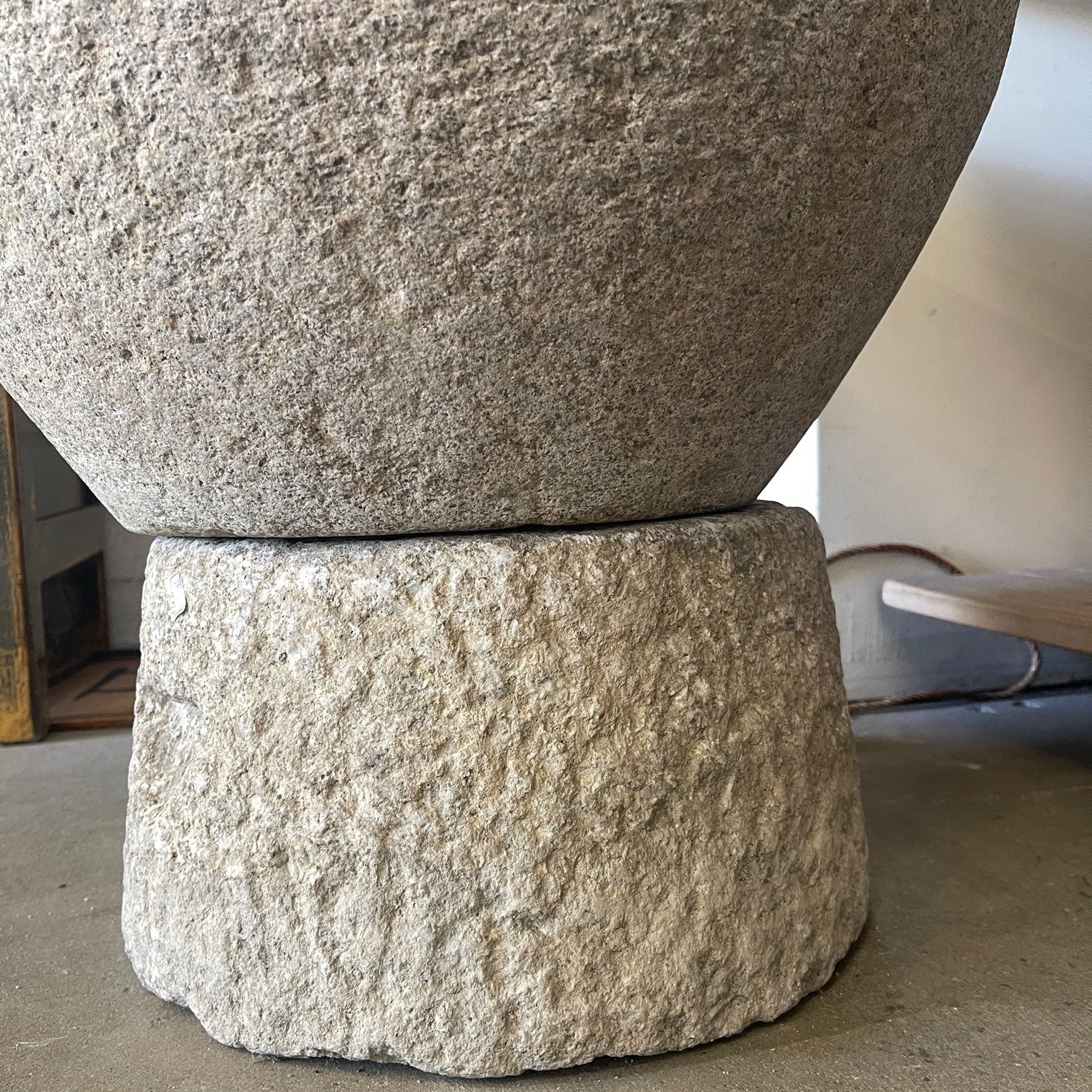 Vintage Japanese Chozubachi, Stone Water Basin with Stand