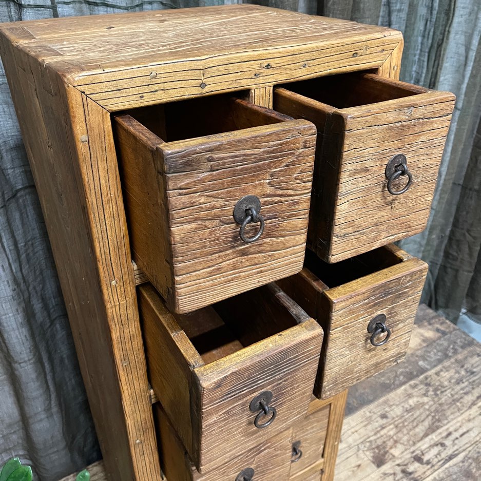 Provincial Style Chinese 9 Drawer Cabinet - Elm