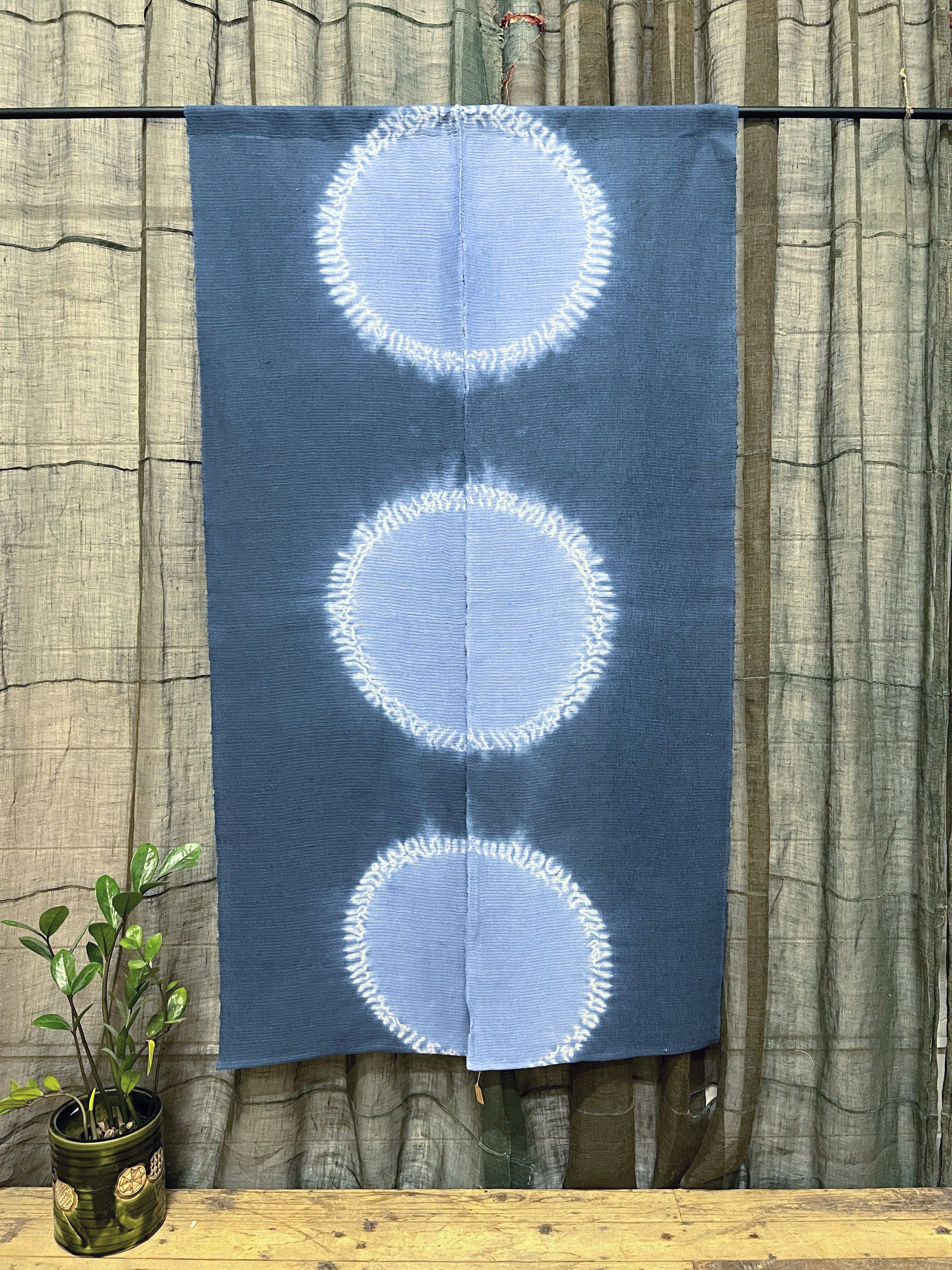 Vintage Japanese Noren, Panelled Curtain