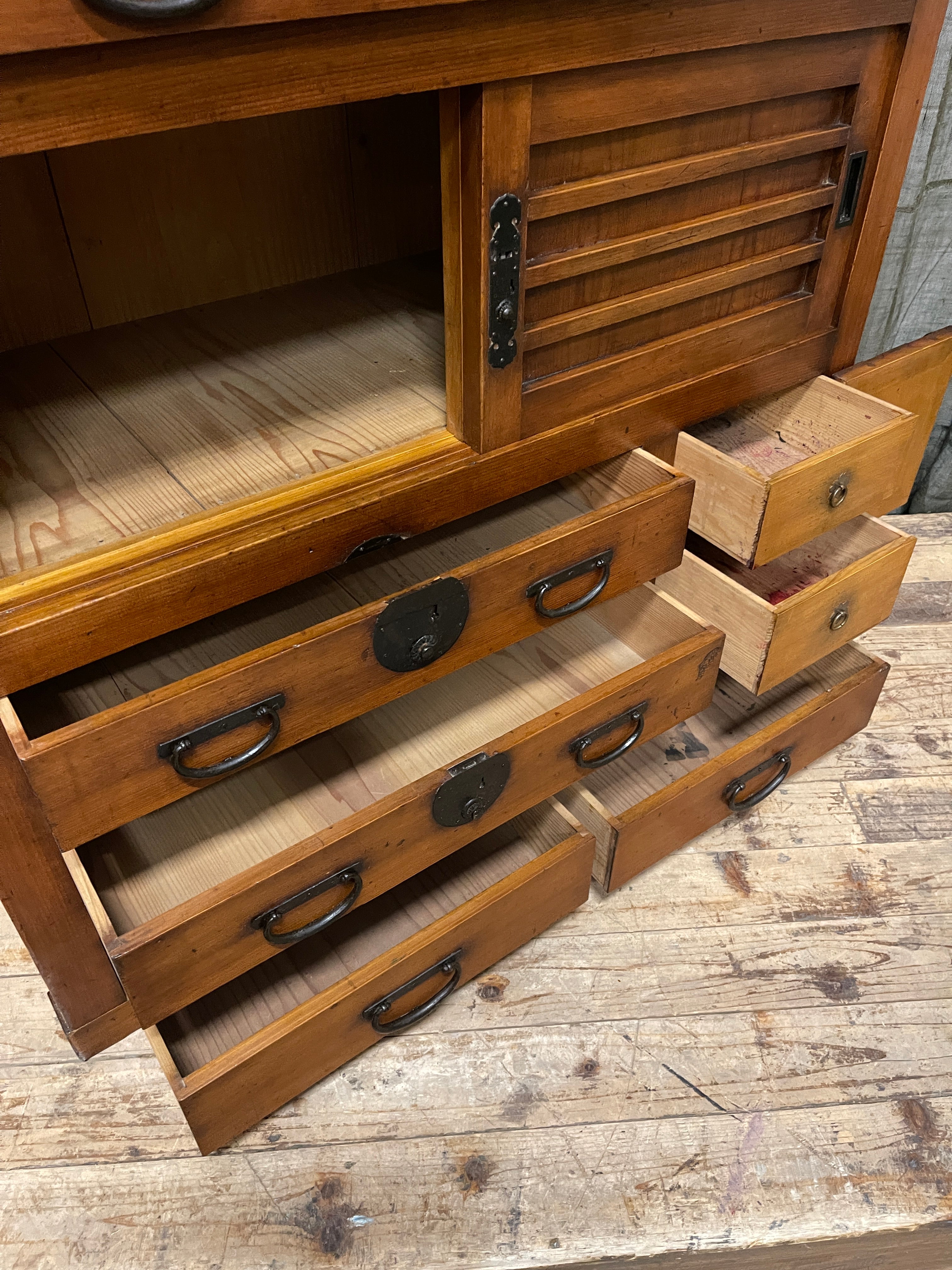 Antique Japanese Two-Piece Choba Dansu, Merchant’s Chest – Cedar & Cypress | Meiji