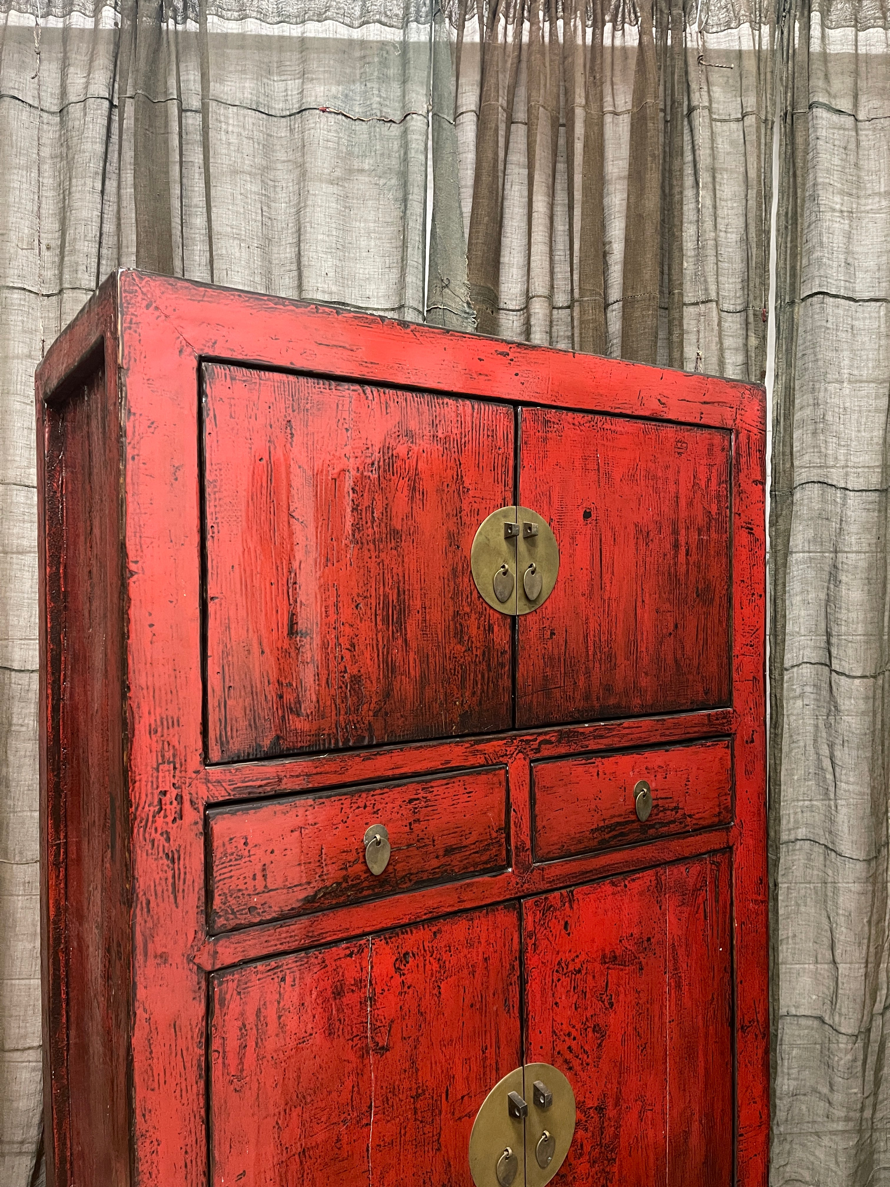 Antique Chinese Red Lacquered Cabinet