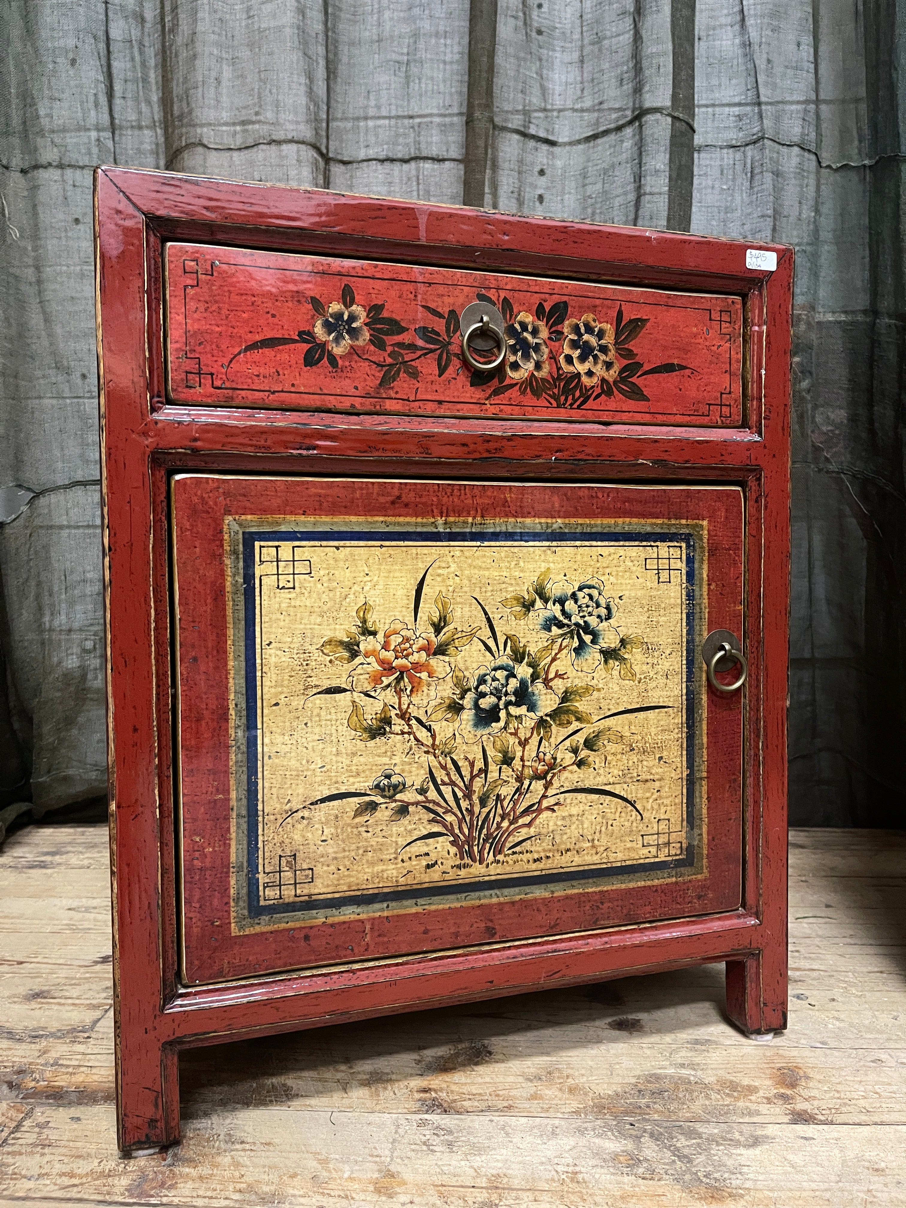 Chinese Red Lacquered Side Cabinet