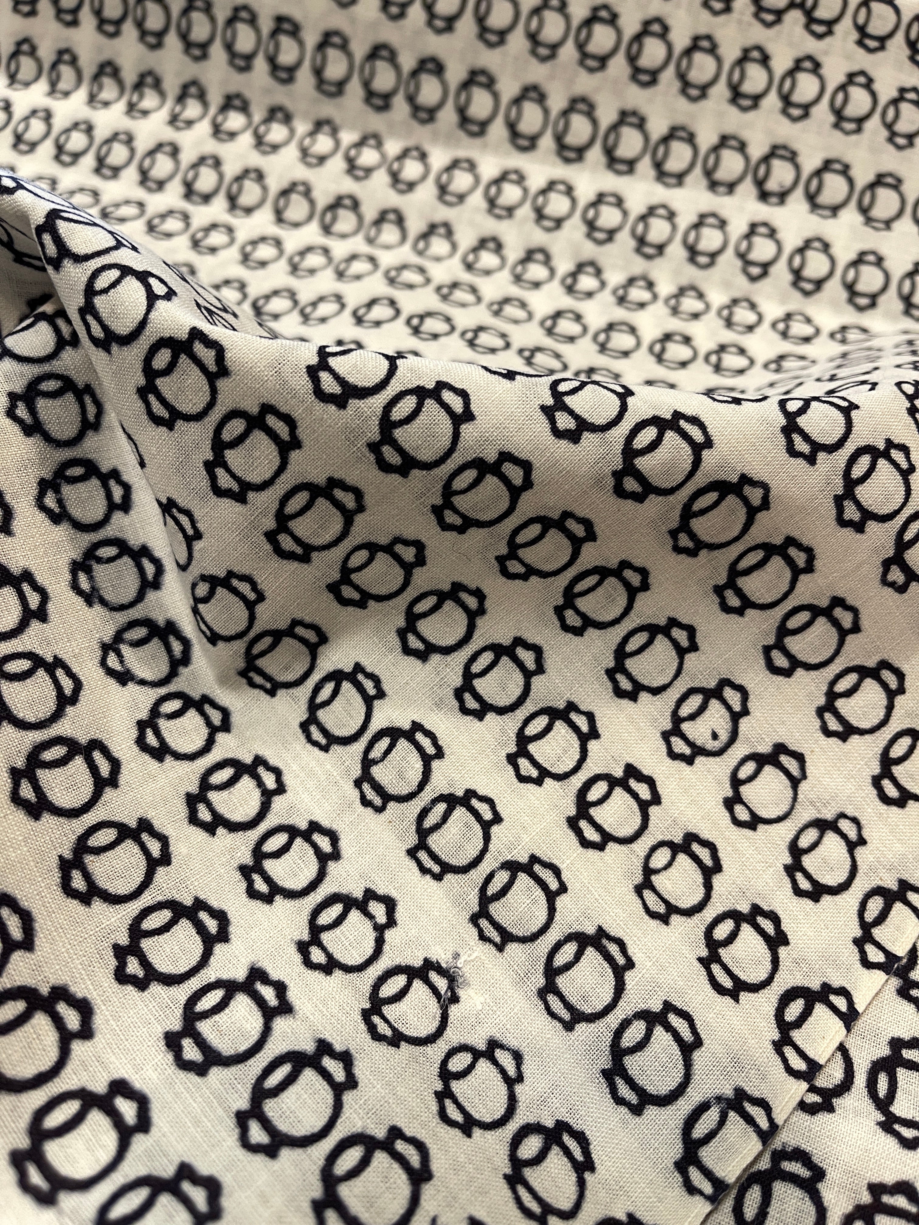 Japanese Yukata Cotton Fabric, Indigo & White