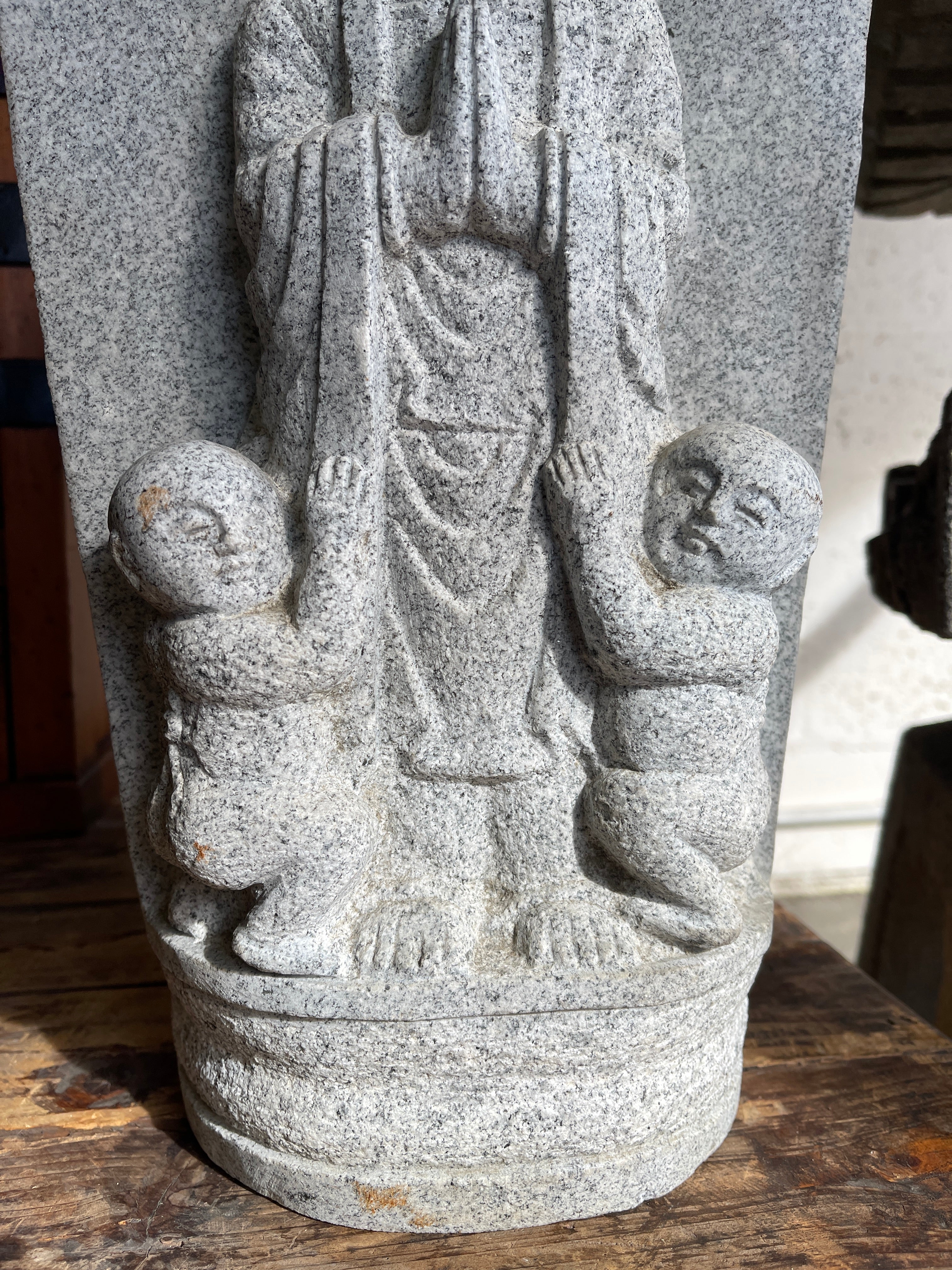 Japanese Stone Carving Statue Of Jizo