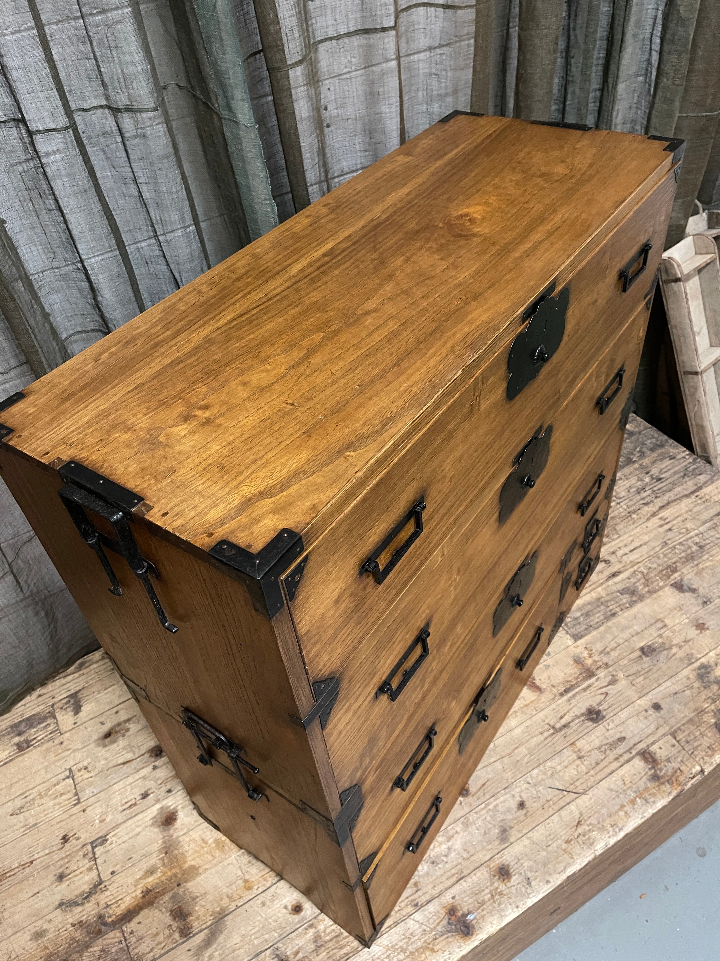 Japanese Kimono Storage Chest-on-Chest, Isho Dansu - Paulownia | Meiji