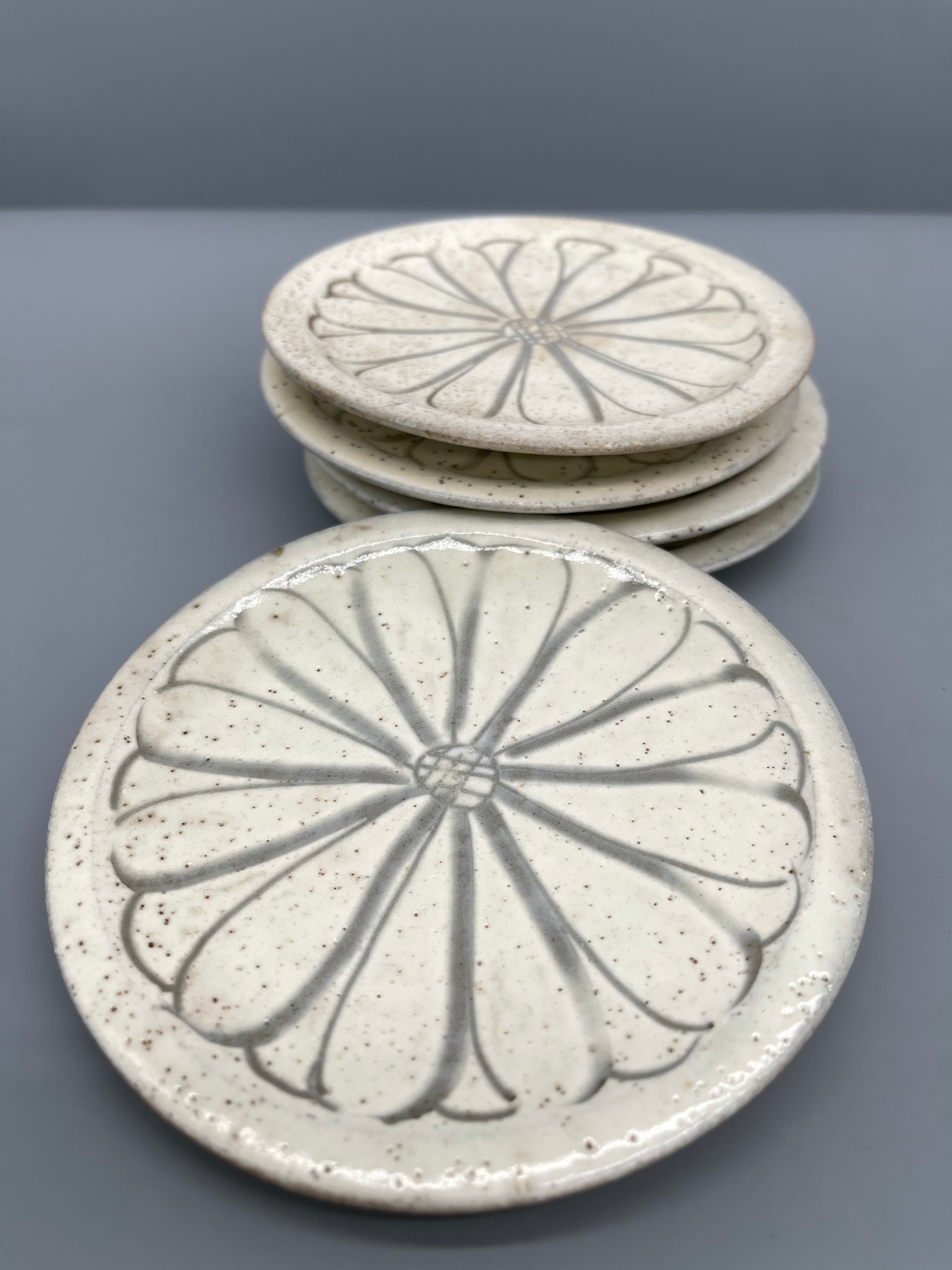 Set of Vintage Japanese Small Side Plates, Chrysanthemum