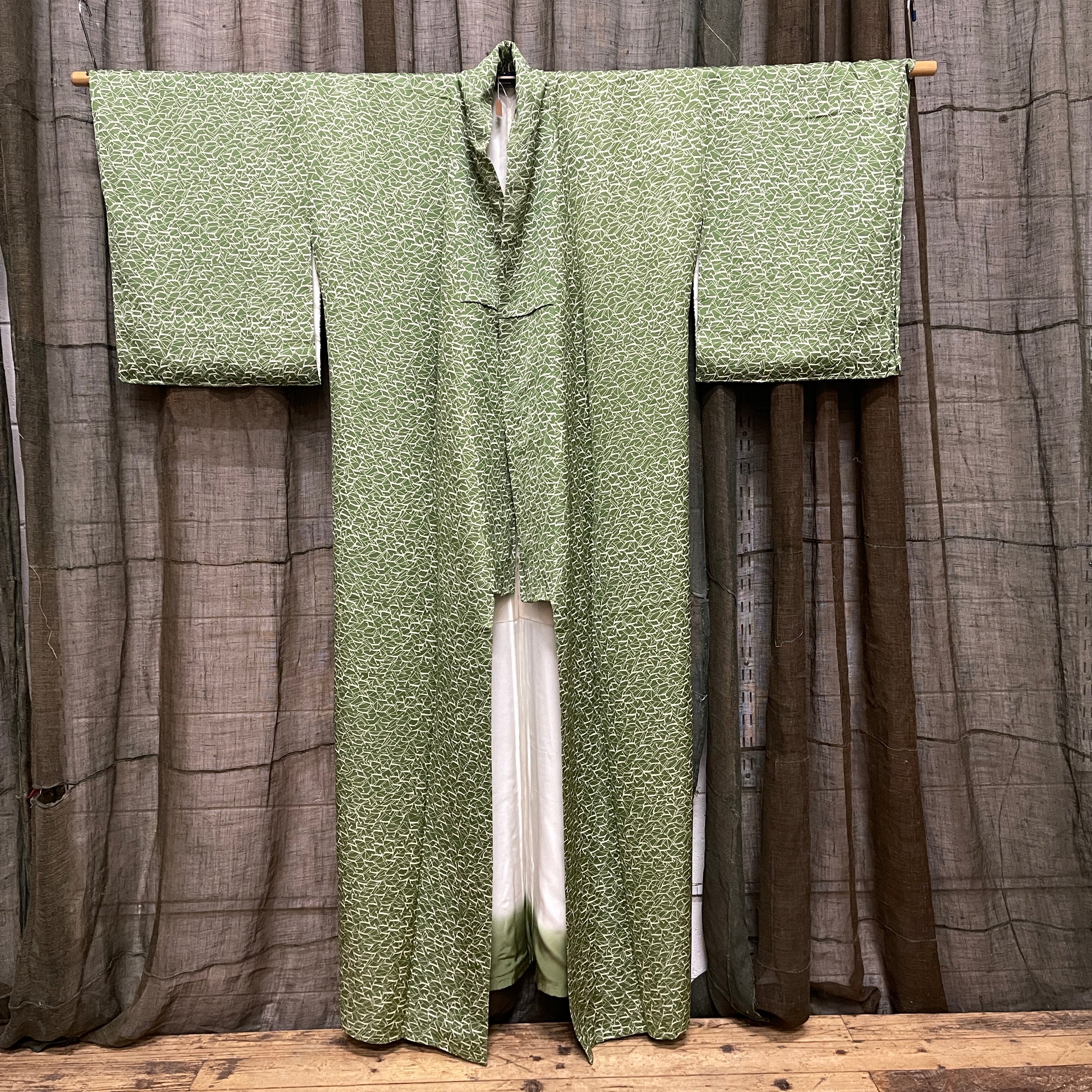 Vintage Japanese Silk Kimono | Pine Needle Pattern