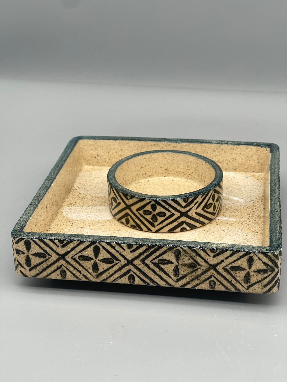 Vintage Japanese Square Plate & Dish Set