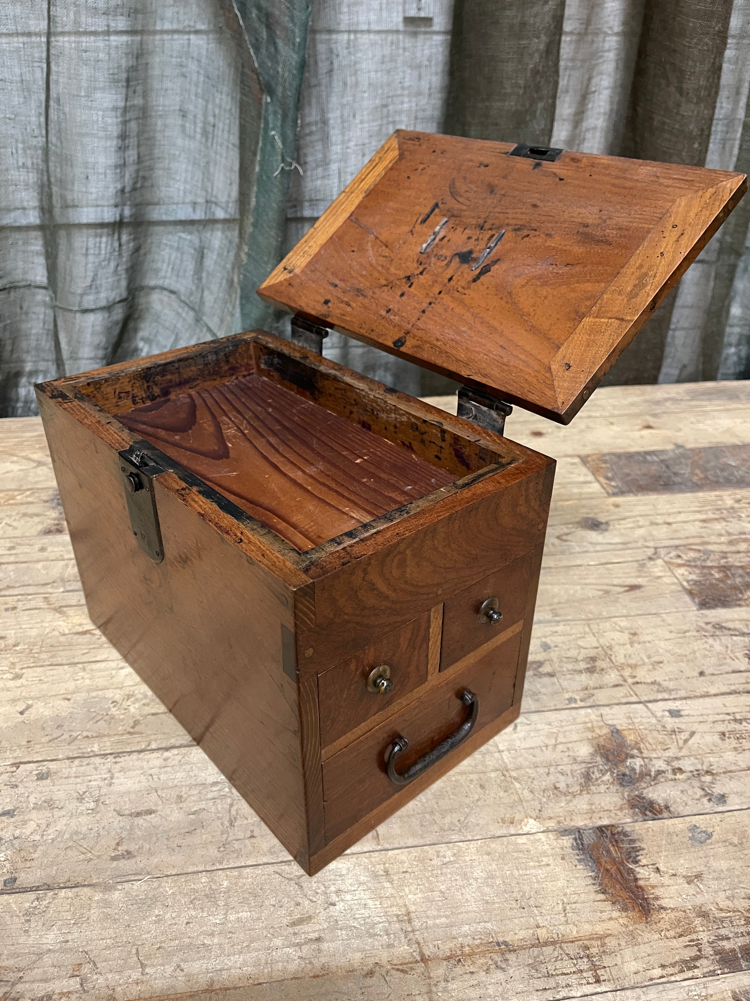 Suzuri Bako, Japanese Calligraphy Box - Elm | Meiji