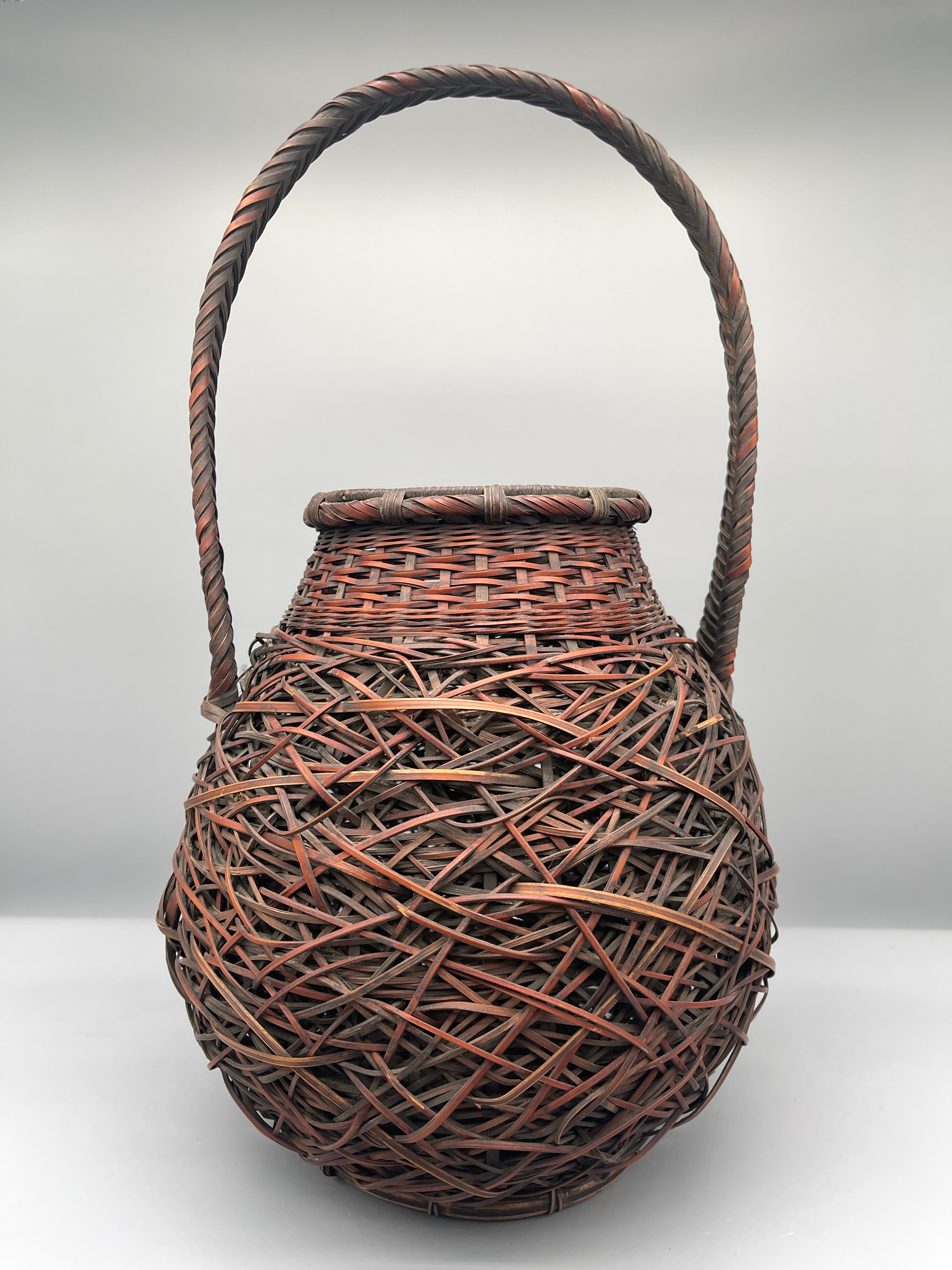 Vintage Japanese Woven Bamboo Ikebana Basket