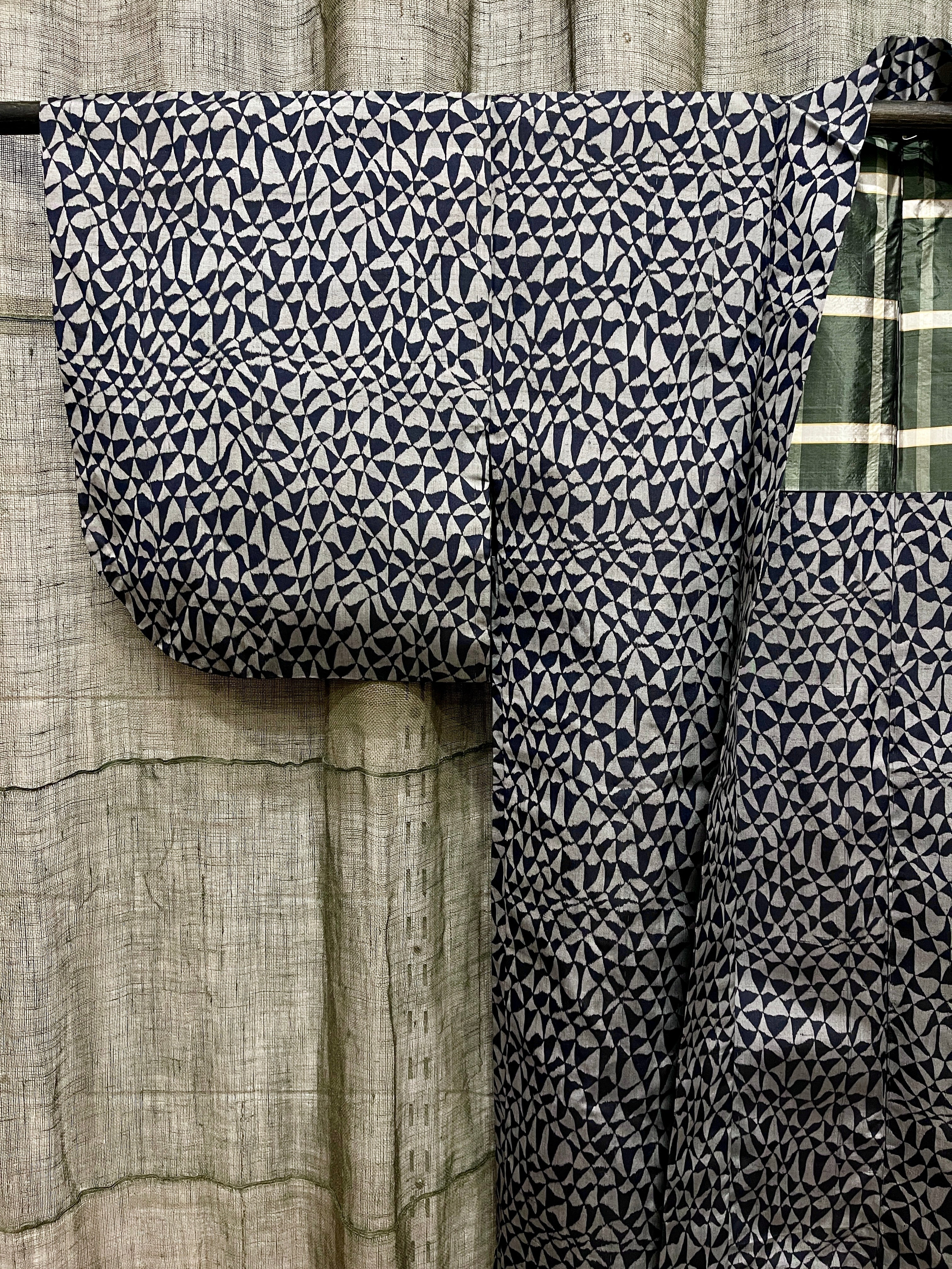 Japanese Haori-Kimono Jacket - Grey Meisen Silk