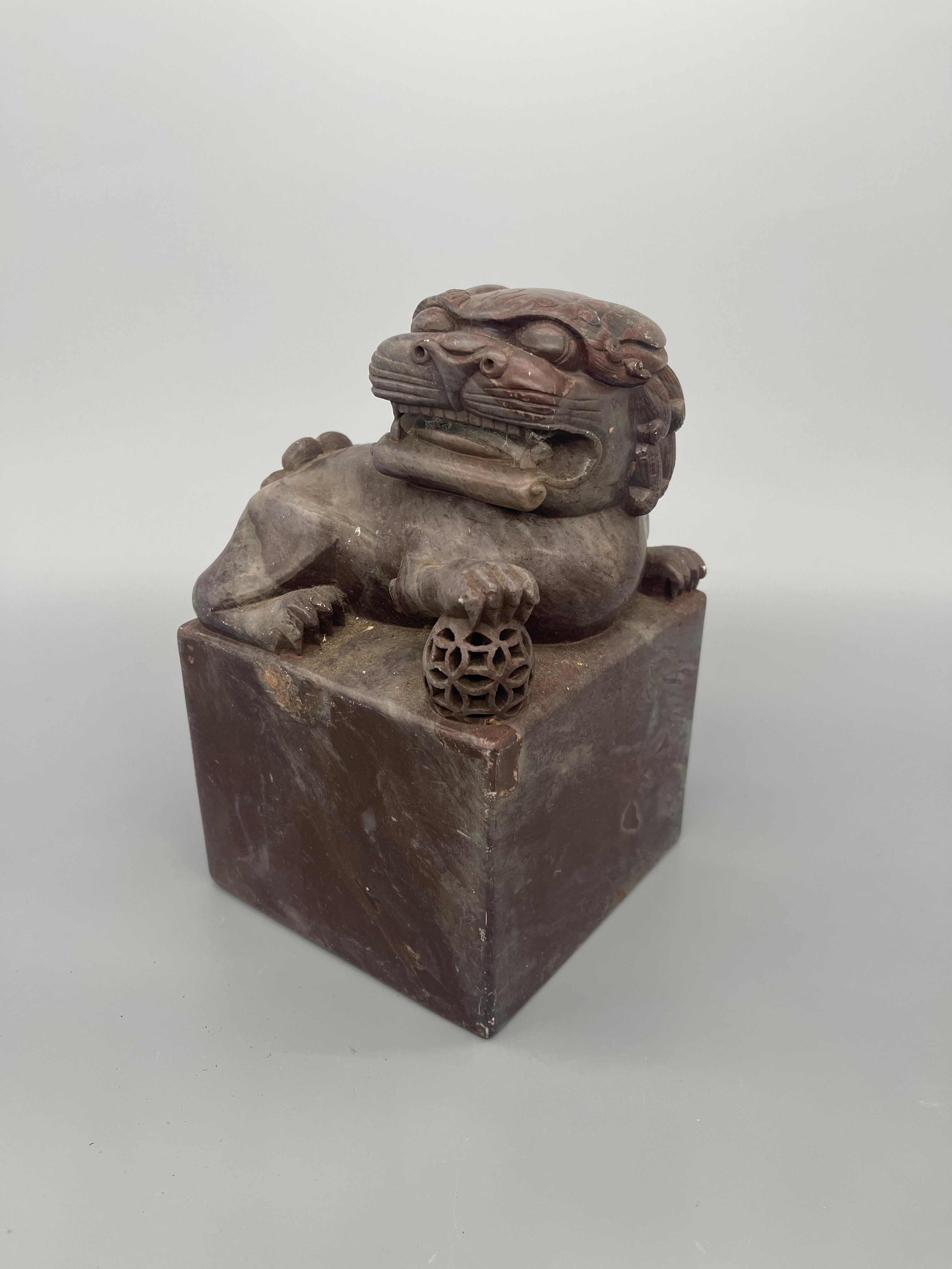 Pair Of Chinese Carved Foo Dogs