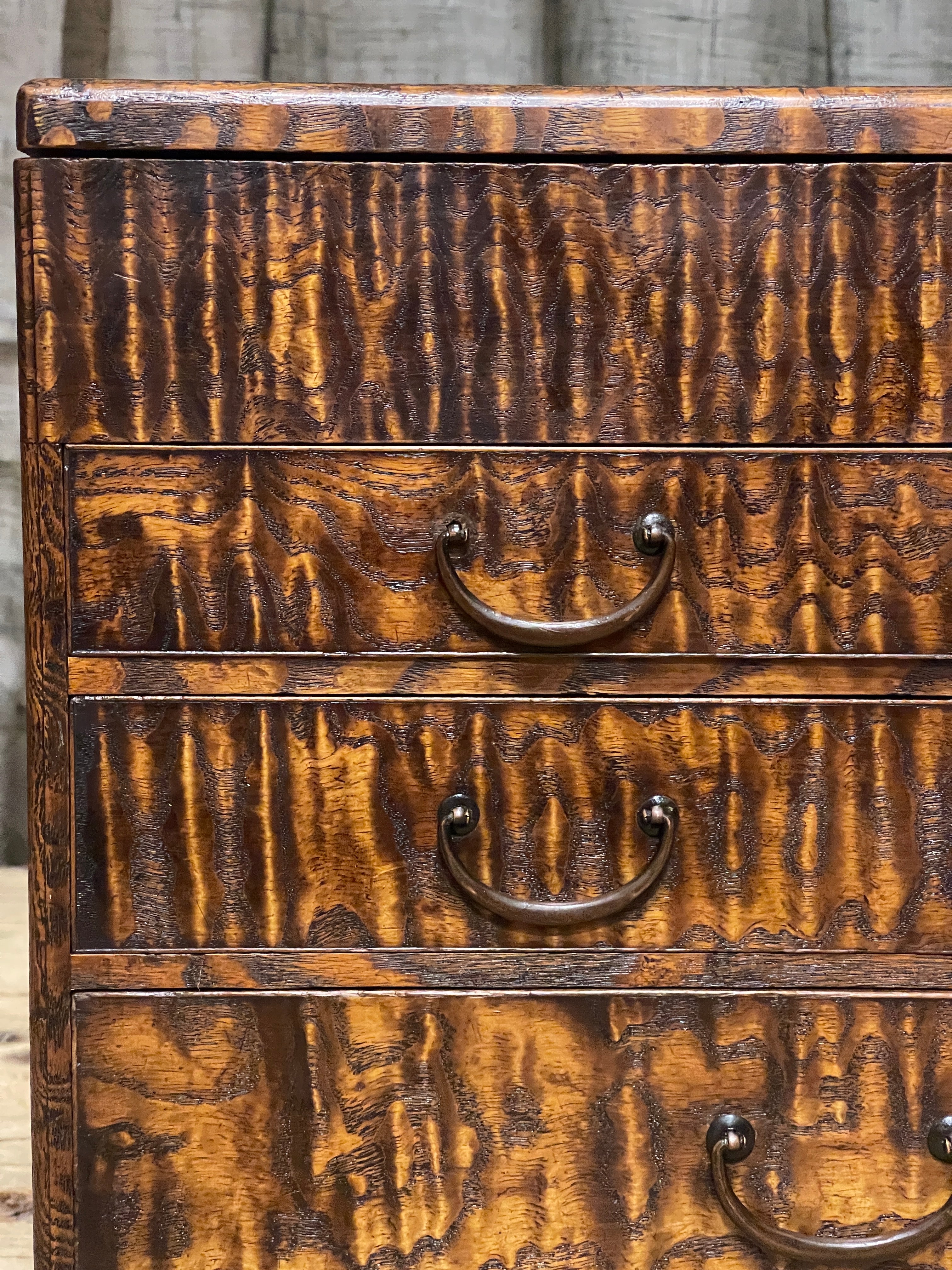 Vintage Japanese Sewing Box, Hari Bako - Elm | Taisho, c.1920