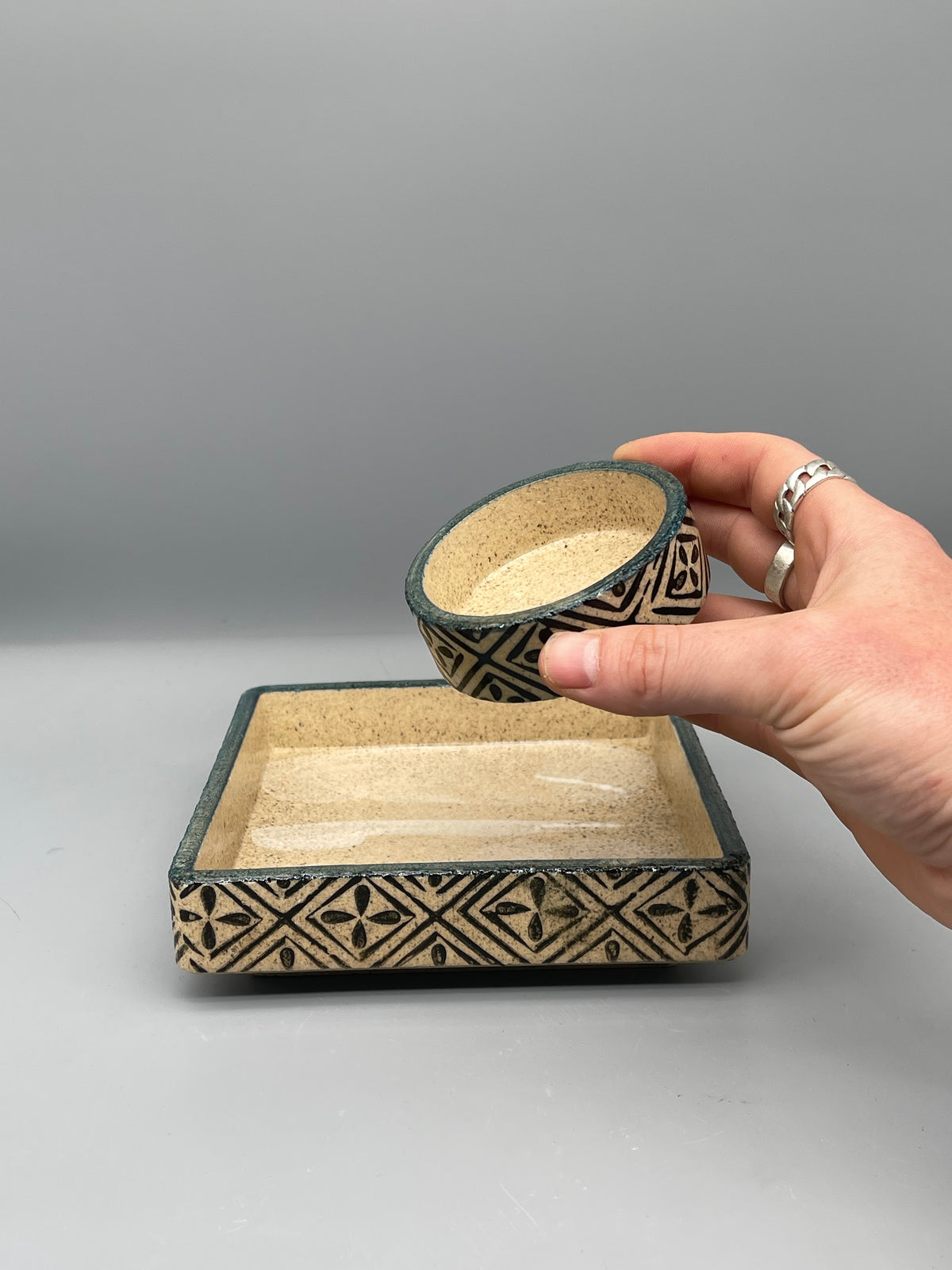 Vintage Japanese Square Plate & Dish Set