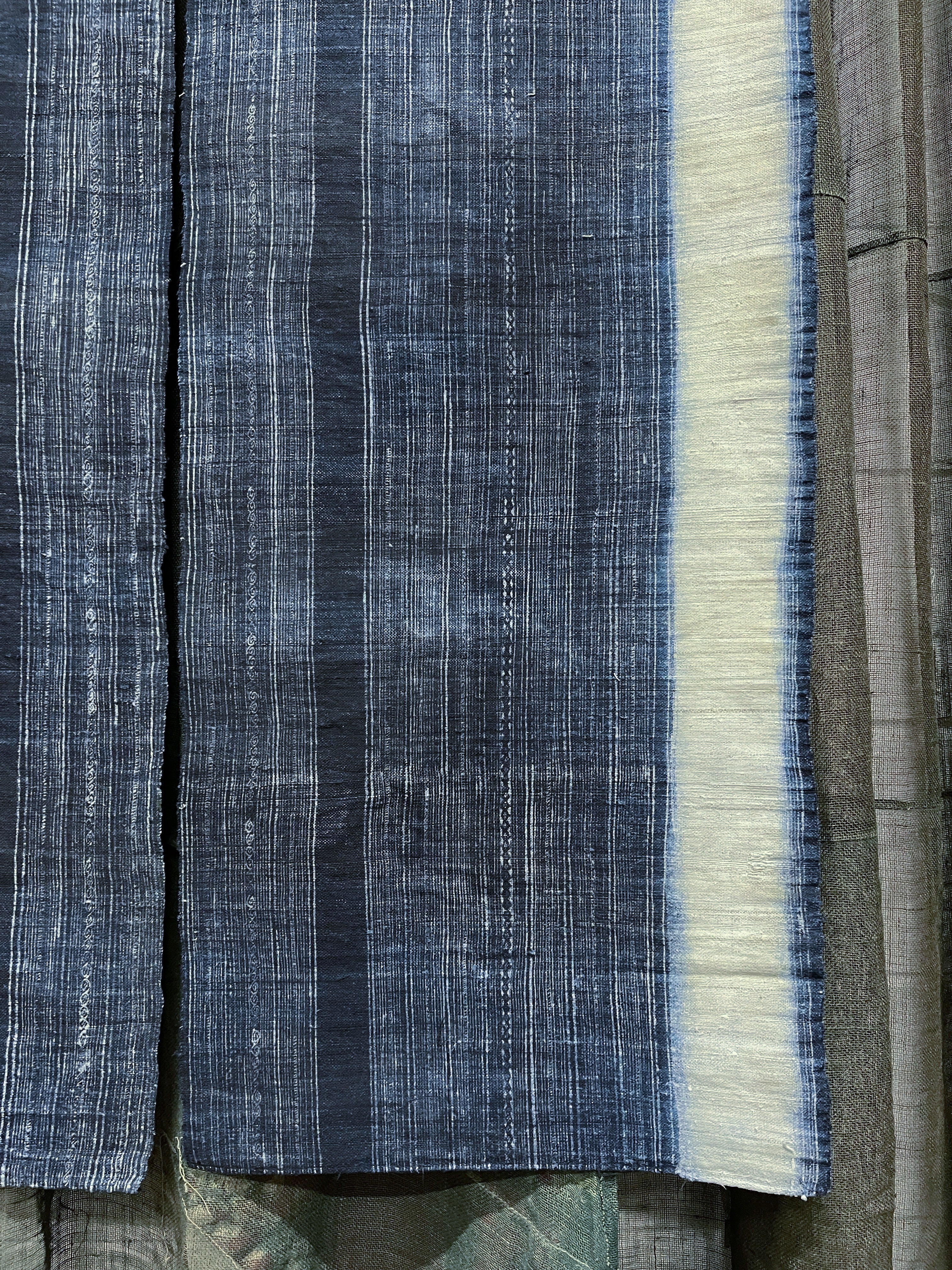 Antique Chinese Cotton, Panelled Curtain