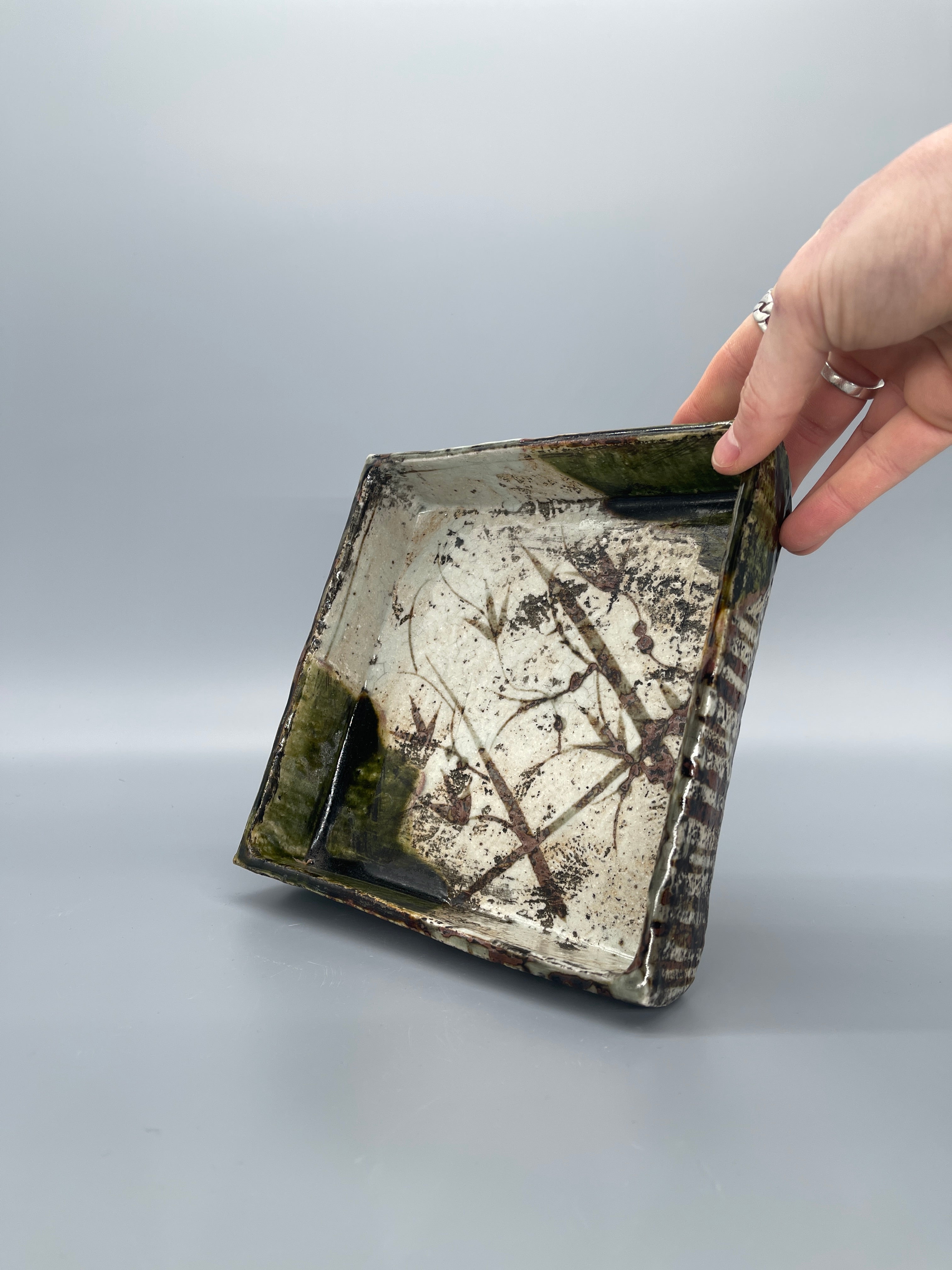 Vintage Japanese Oribe Style Serving Plate
