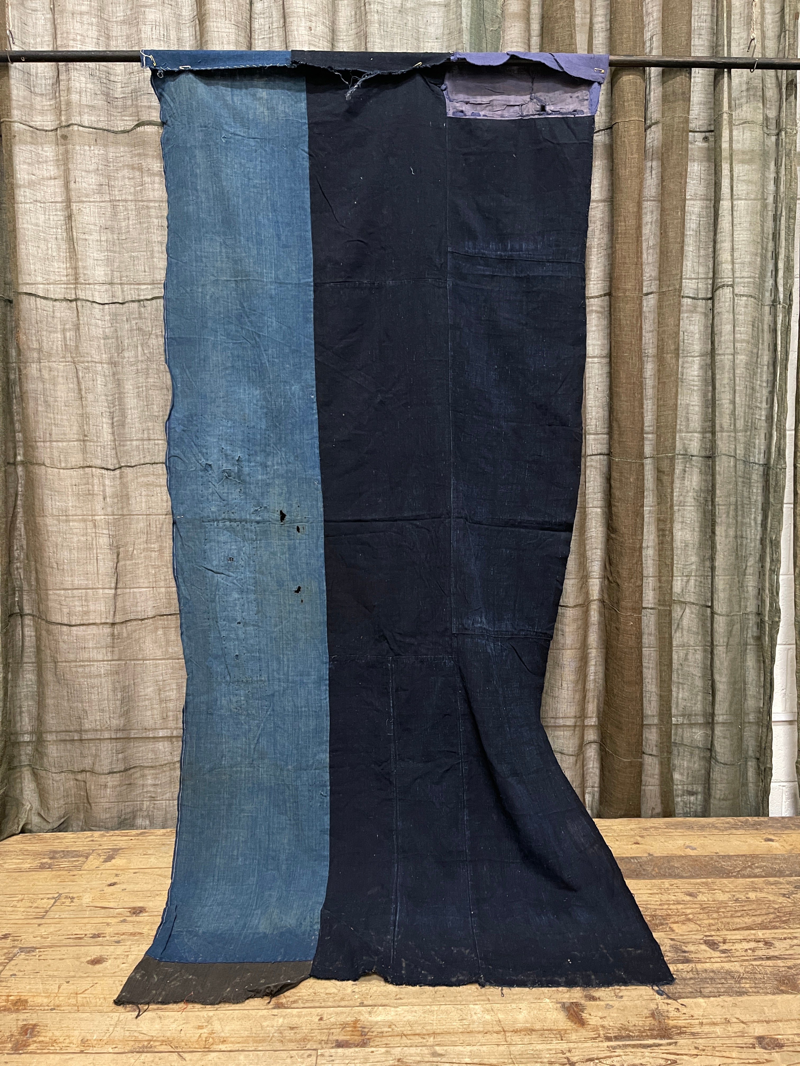 Vintage Japanese Indigo Boro Cloth, 3 panel