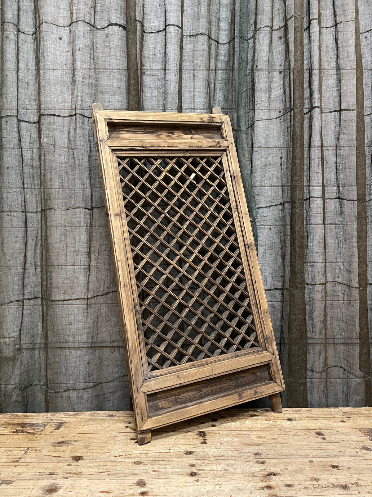 Vintage Chinese Wooden Lattice Window - 1920s