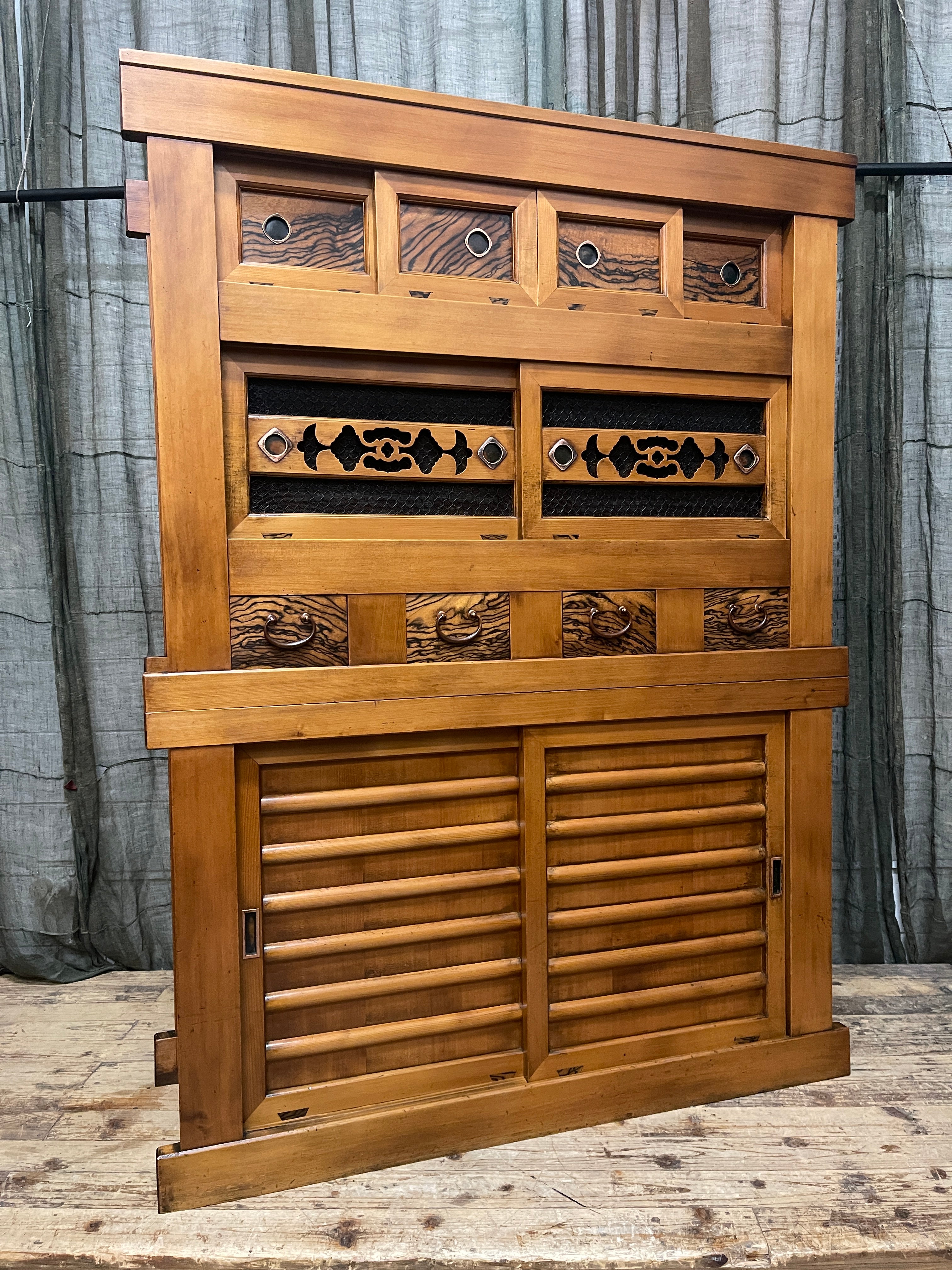 Japanese Mizuya, Kitchen Cabinet - Cedar, Cypress, Persimmon | c.1900