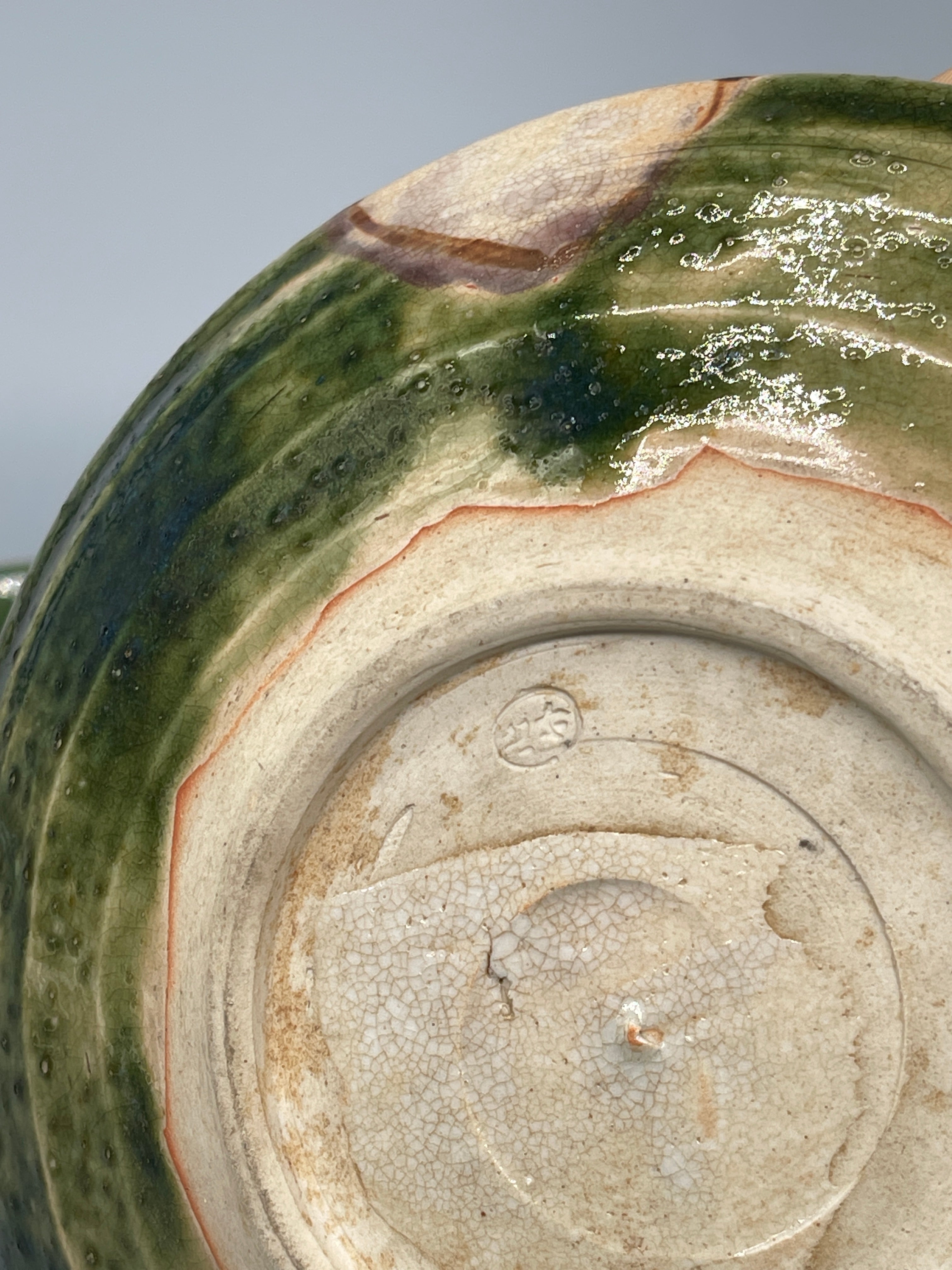 Set of Vintage Japanese Plates, Oribe Glaze