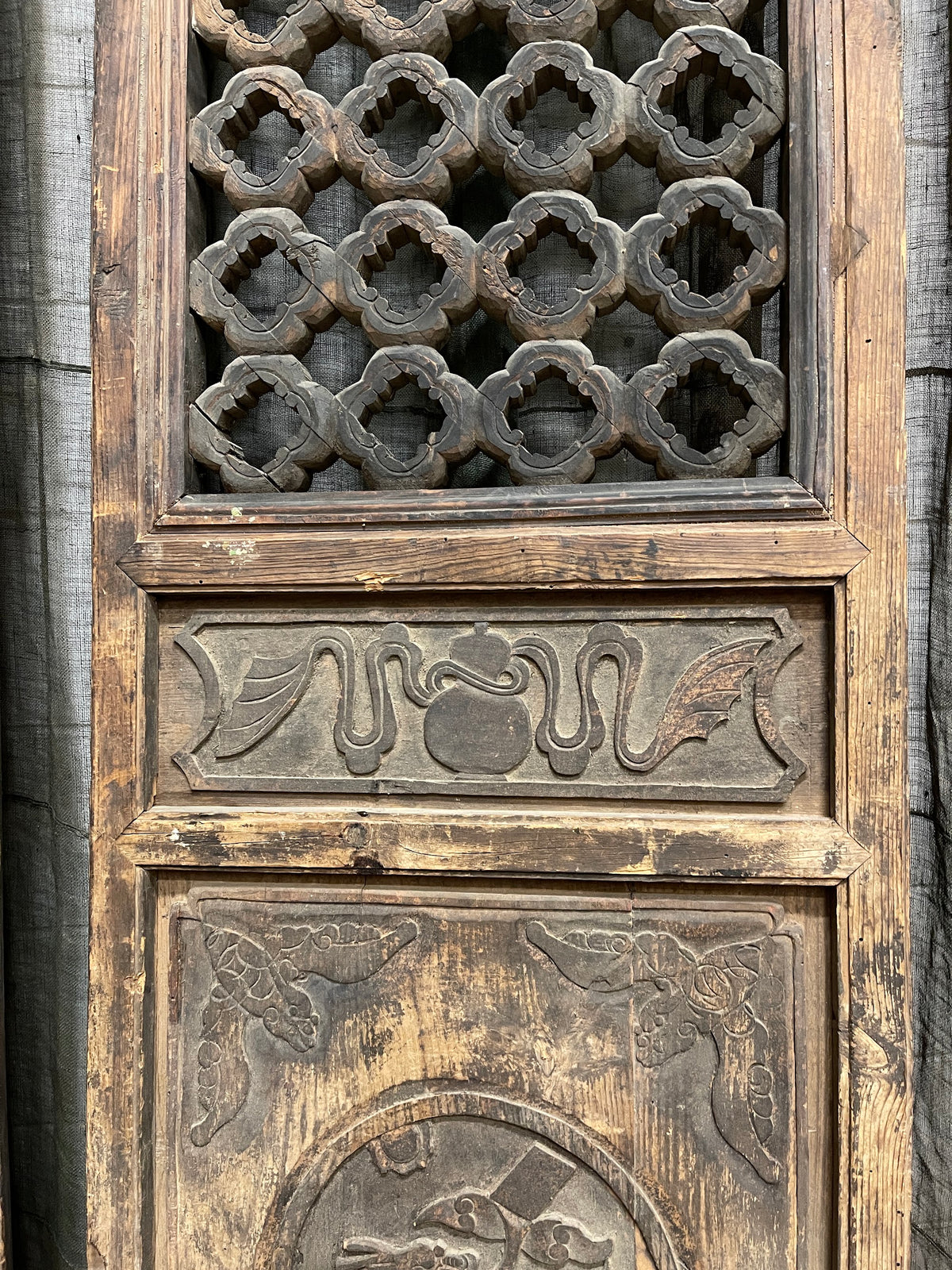 Antique Chinese Carved Wooden Doors, Pair - Late 19th Century