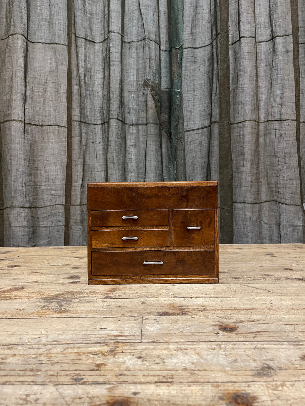 Vintage Japanese elm sewing box (hari bako), Showa period, view 2
