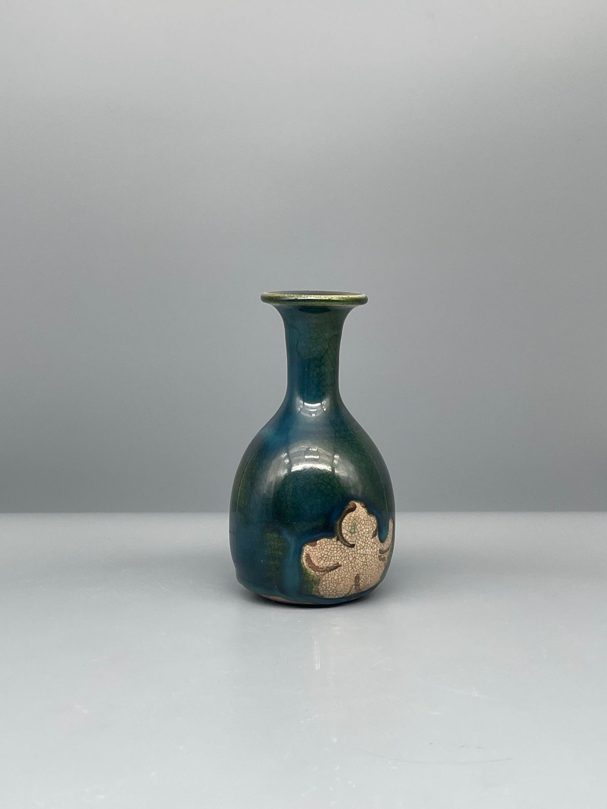 Vintage Japanese Bottle Vase - Green Glaze