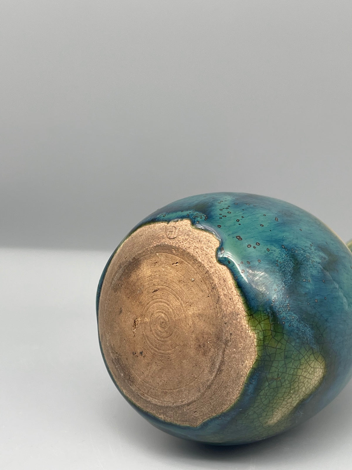 Vintage Japanese Bottle Vase - Blue Green Glaze