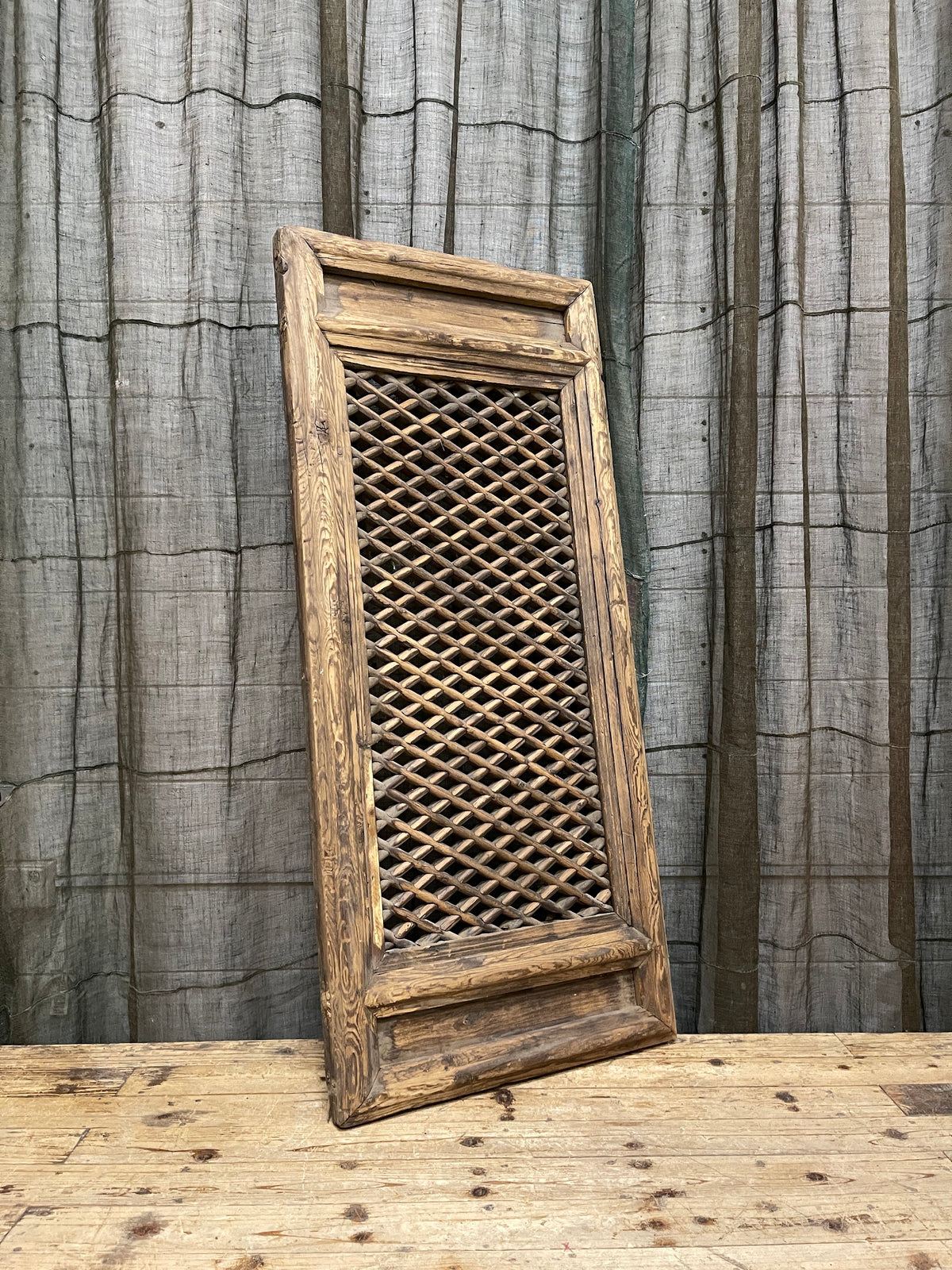 Vintage Chinese Wooden Lattice Window - 1920s