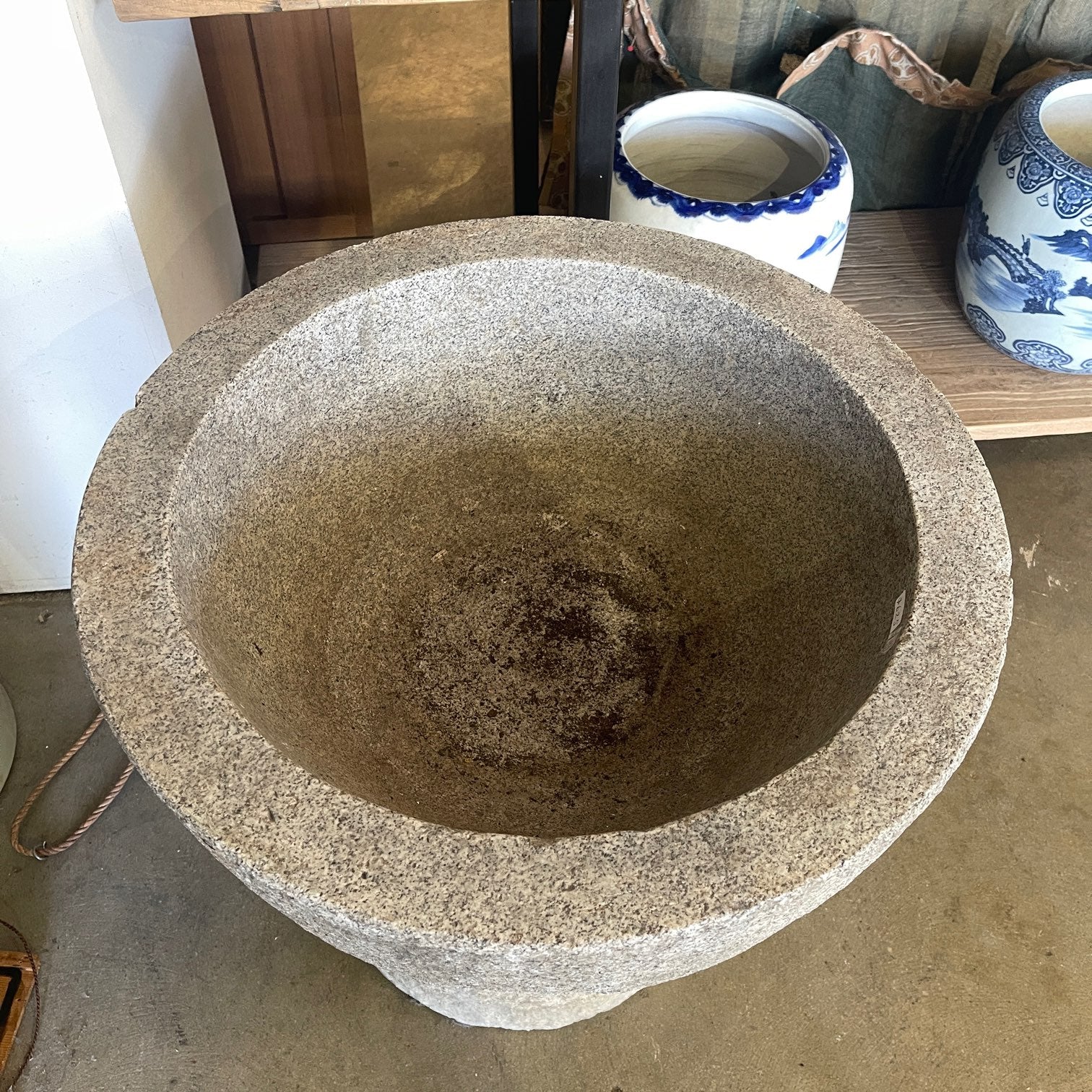 Vintage Japanese Chozubachi, Stone Water Basin with Stand