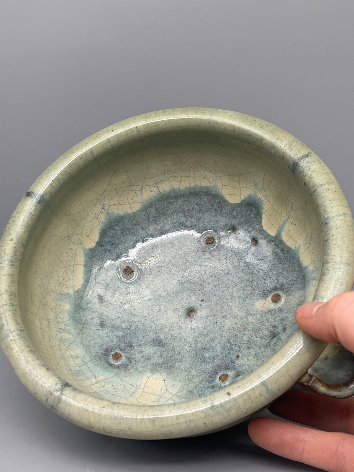 Vintage Japanese Katakuchi, Spouted Bowl - Green Glaze