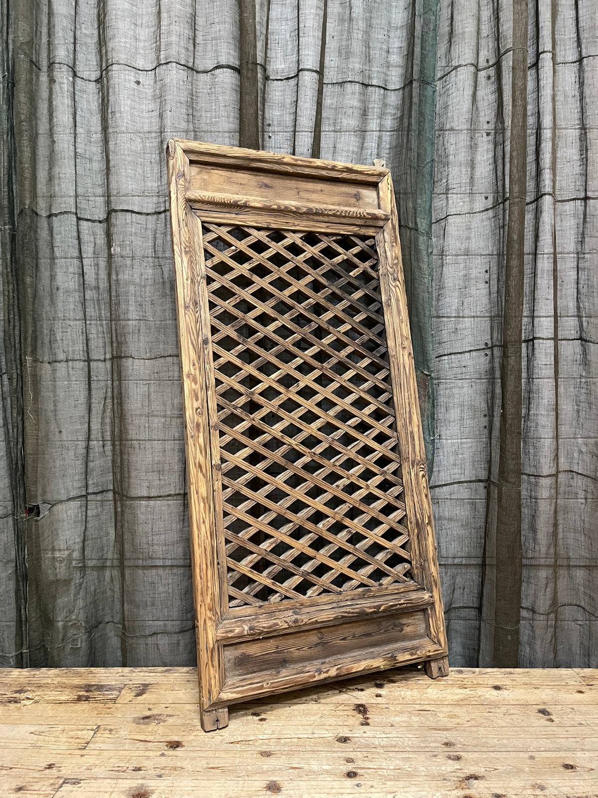 Vintage Chinese Wooden Lattice Window - 1920s