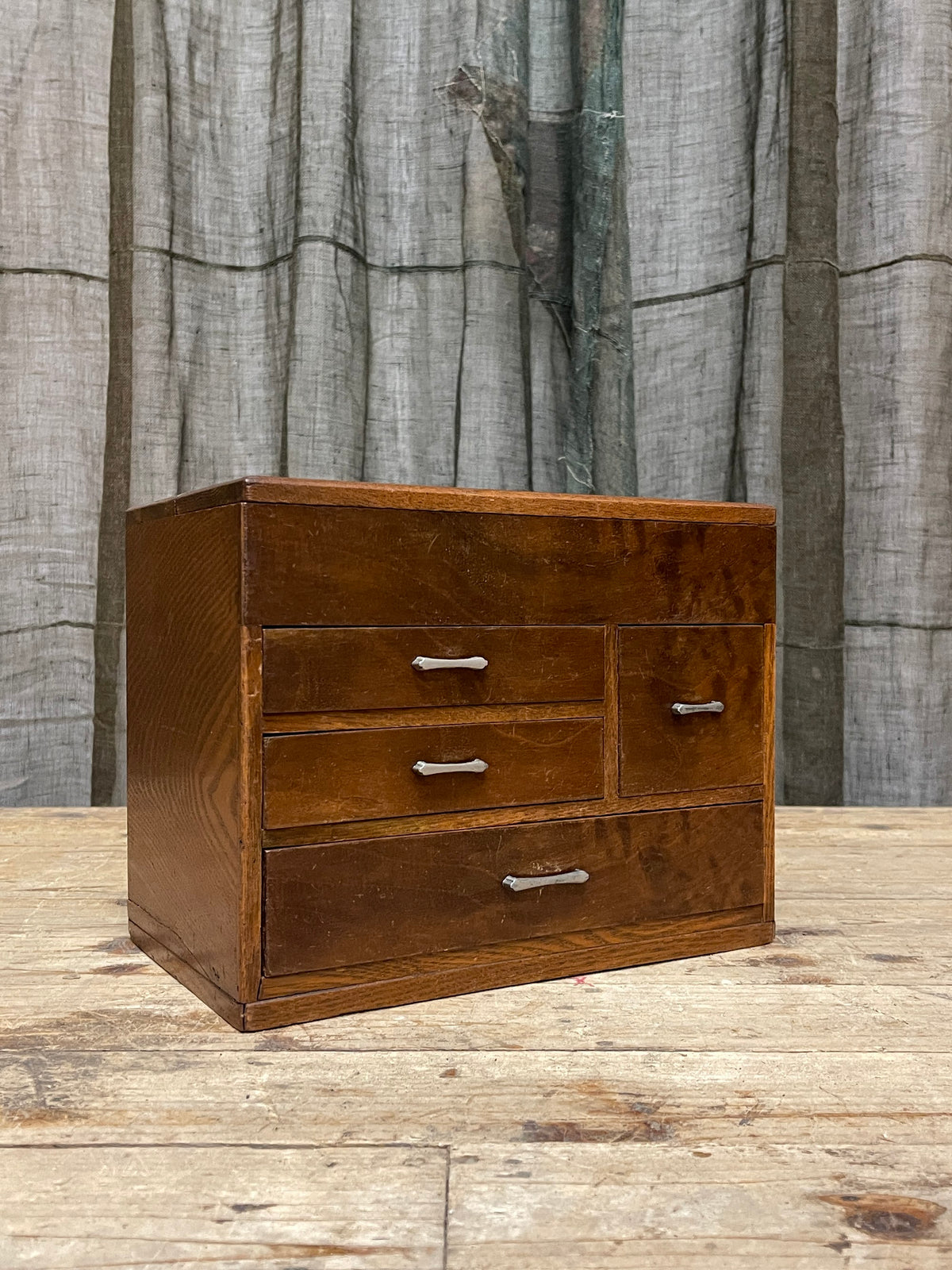 Vintage Japanese elm sewing box (hari bako), Showa period, view 3