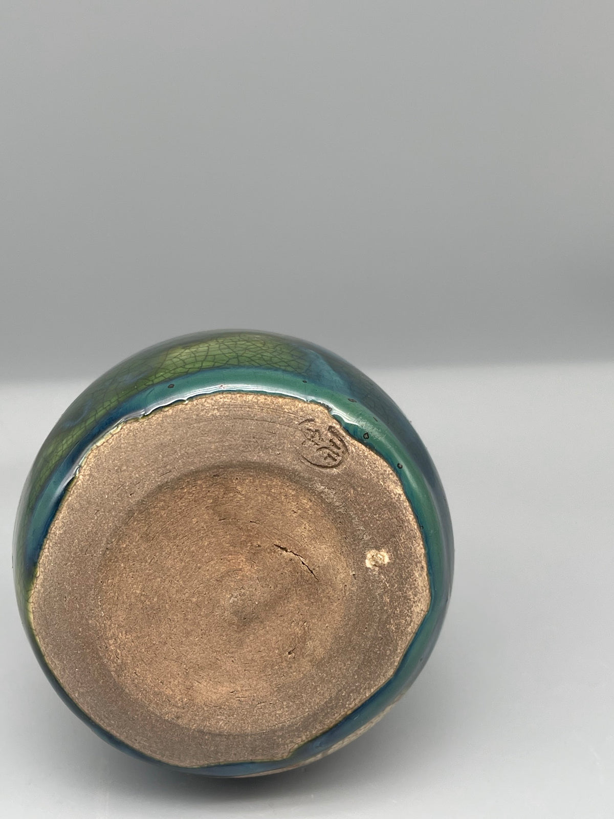 Vintage Japanese Bottle Vase - Green Glaze